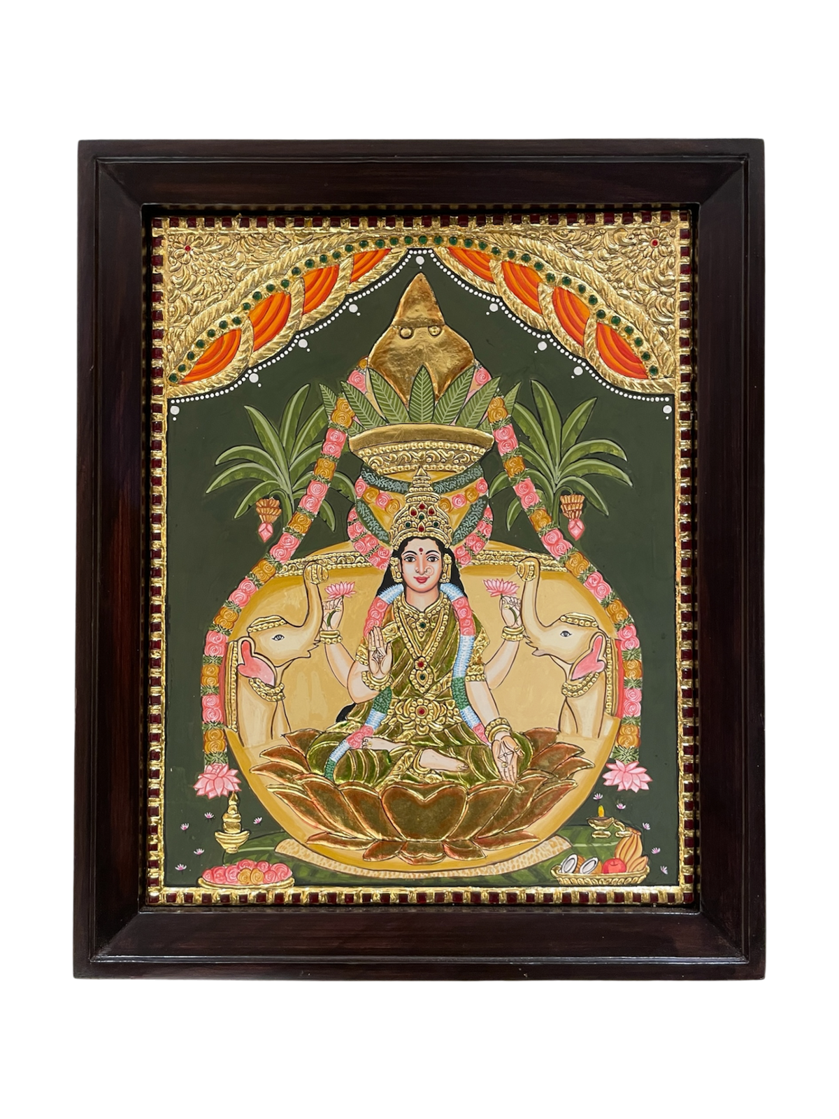 Vara Lakshmi Tanjore Painting | Gold Leaf Art with Premium Rosewood Frame