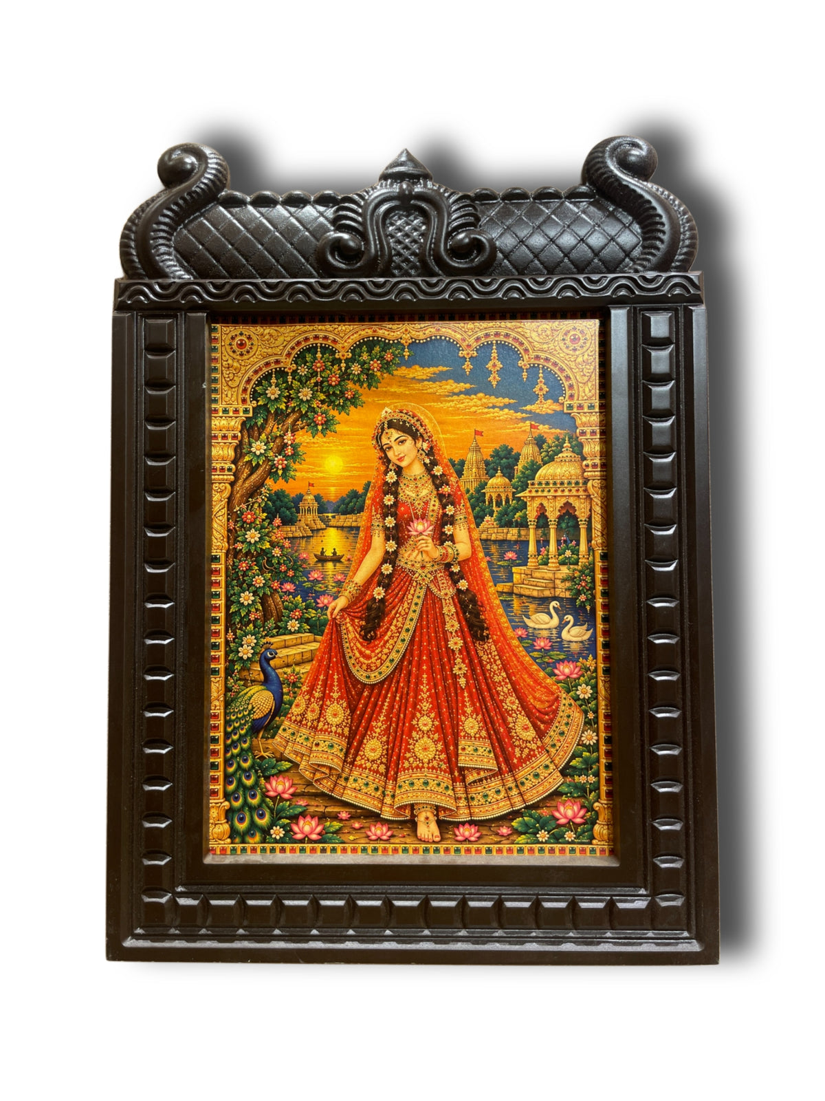 Radha Gold Leaf Artwork | Premium Waterproof Engineered Wooden Temple Frame | Estudio