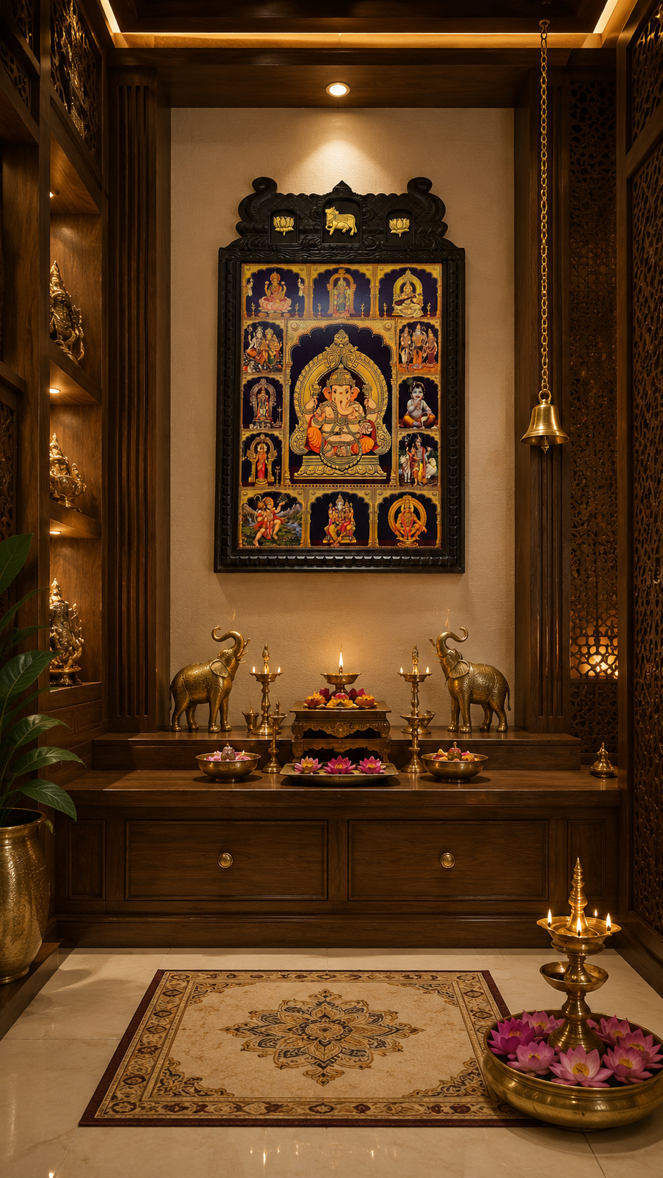 13 Gods in One Frame Gold Leaf Art |   Engineered Temple Wooden Frame