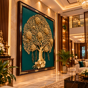 Premium Brass Kalpavriksha Tree | 200 KG Brass, 6 Birds & Rosewood Frame Luxury Wall Art