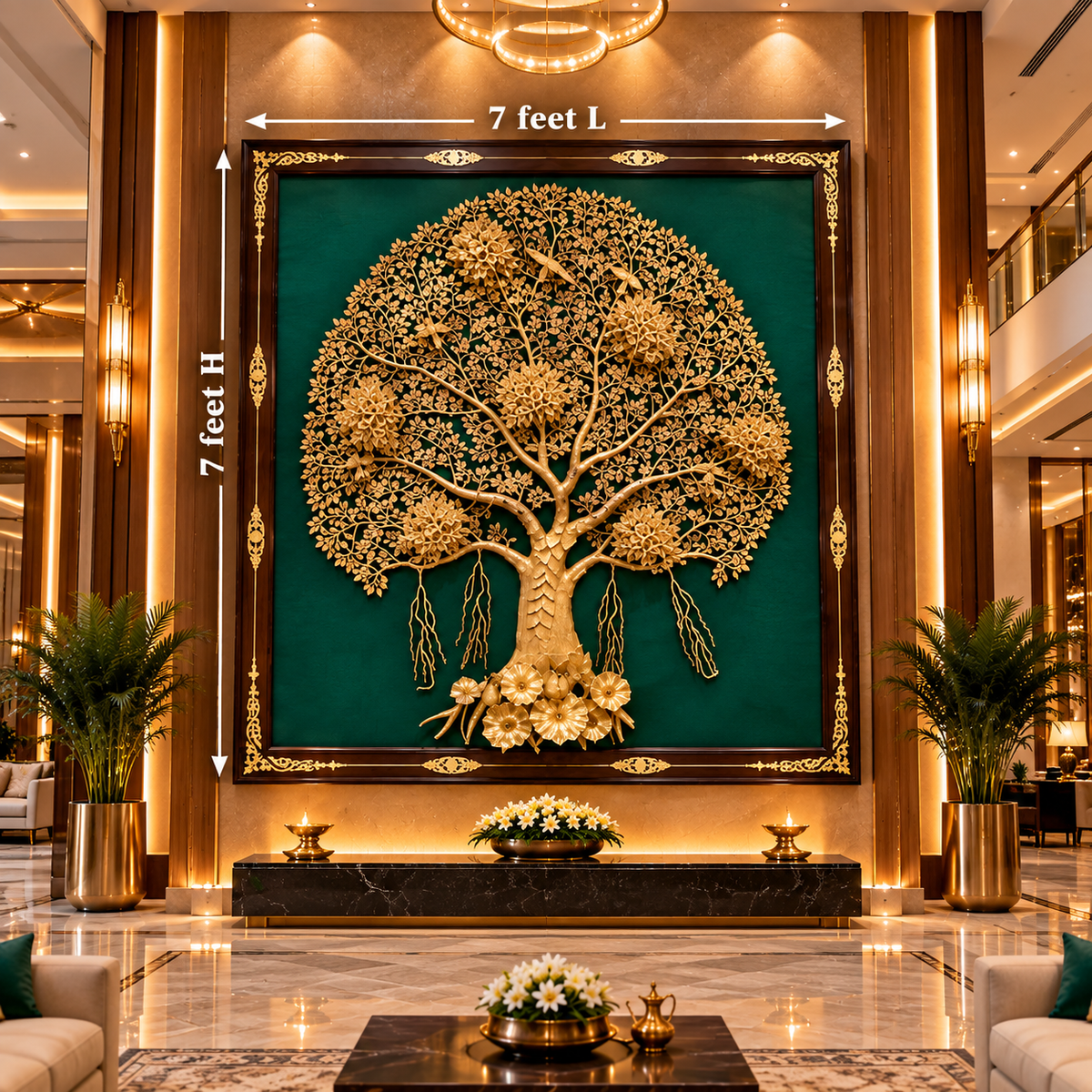 Premium Brass Kalpavriksha Tree | 200 KG Brass, 6 Birds & Rosewood Frame Luxury Wall Art