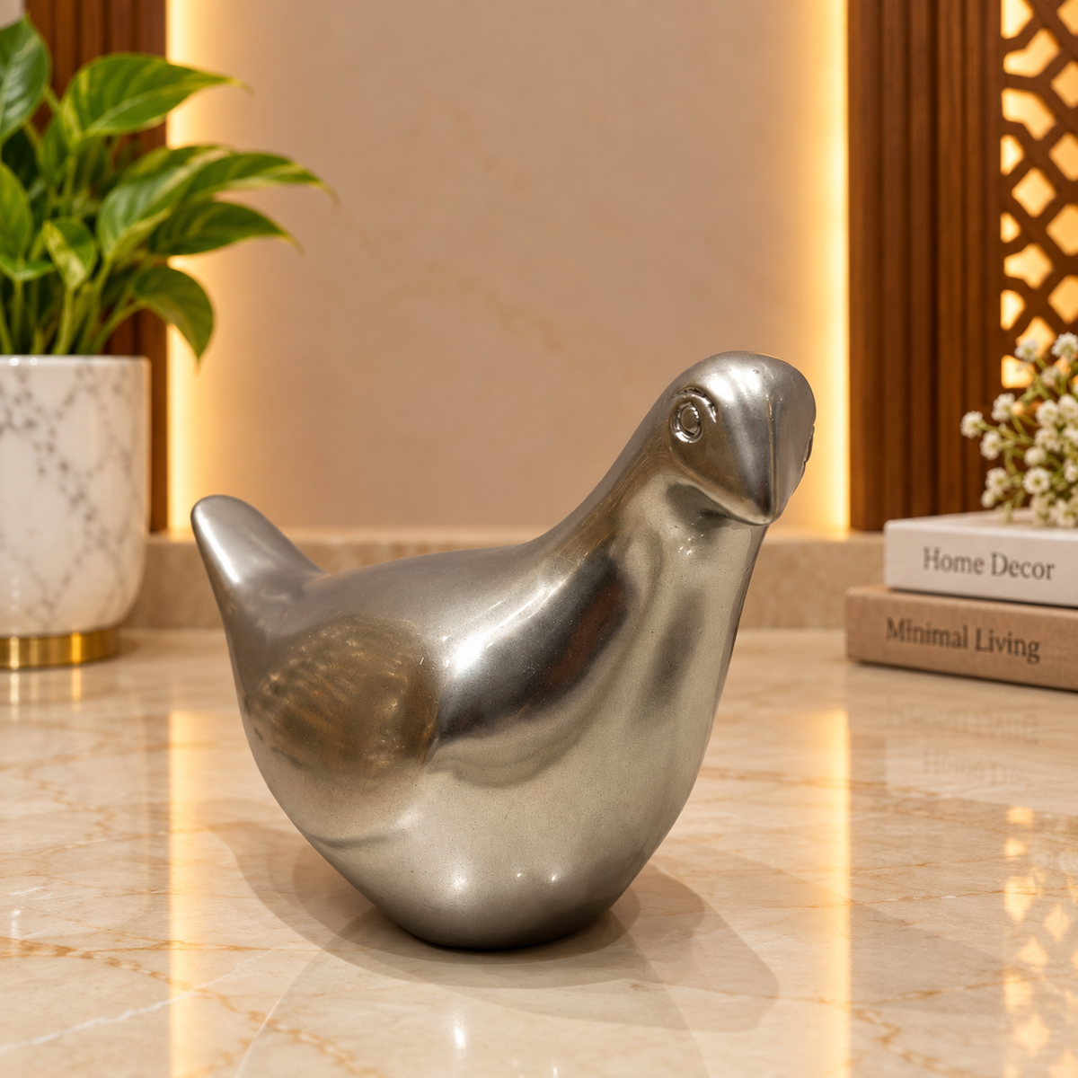 Premium Pewter Dove Pair Birds Idols | Elegant Luxury Home Decor