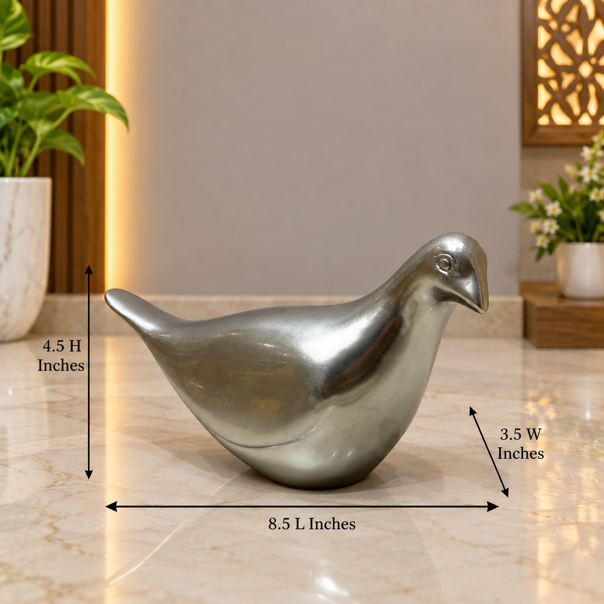 Premium Pewter Dove Pair Birds Idols | Elegant Luxury Home Decor
