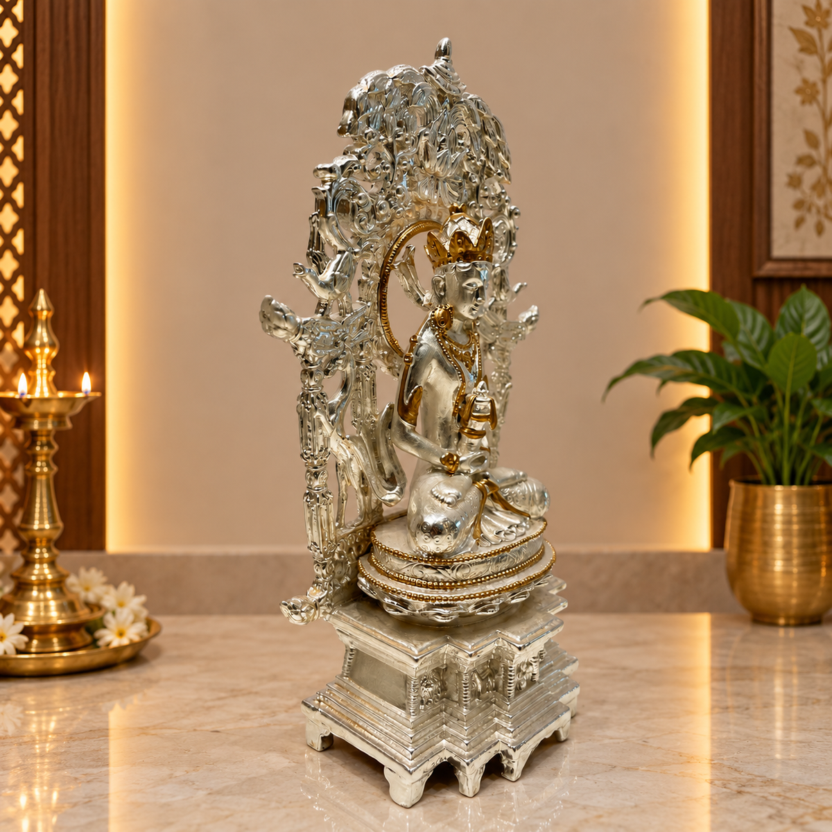 Premium Silver Plated Maitreya Buddha Idols | Luxury Spiritual Decor