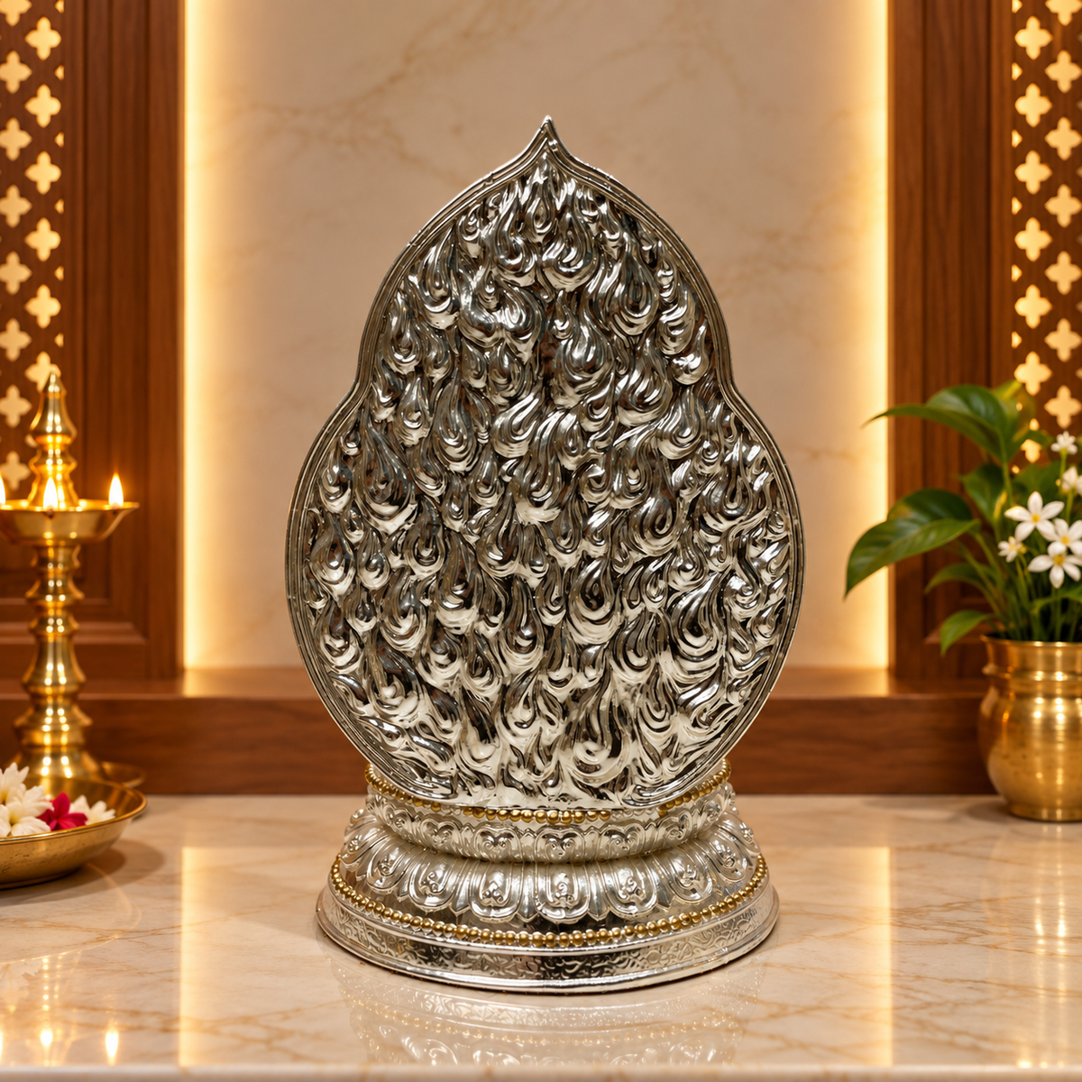 Premium Silver Plated Manipura Chakra Buddha Idol | Luxury Spiritual Decor