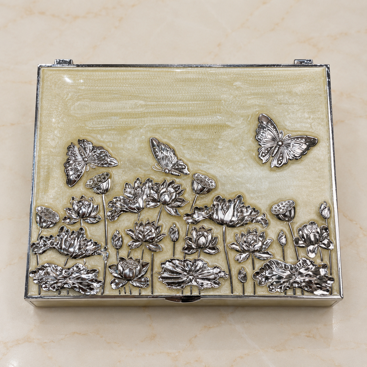 Silver Plated Butterfly Flowers Jewelry Box | Made by ESTUDIO