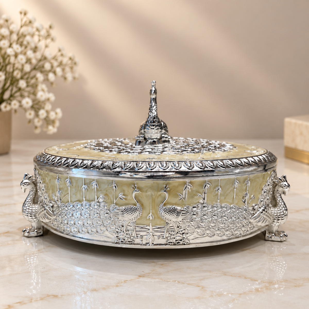 ✨ Pure Radiance: Sterling Silver Peacock Jewelry Box | Made by ESTUDIO ✨