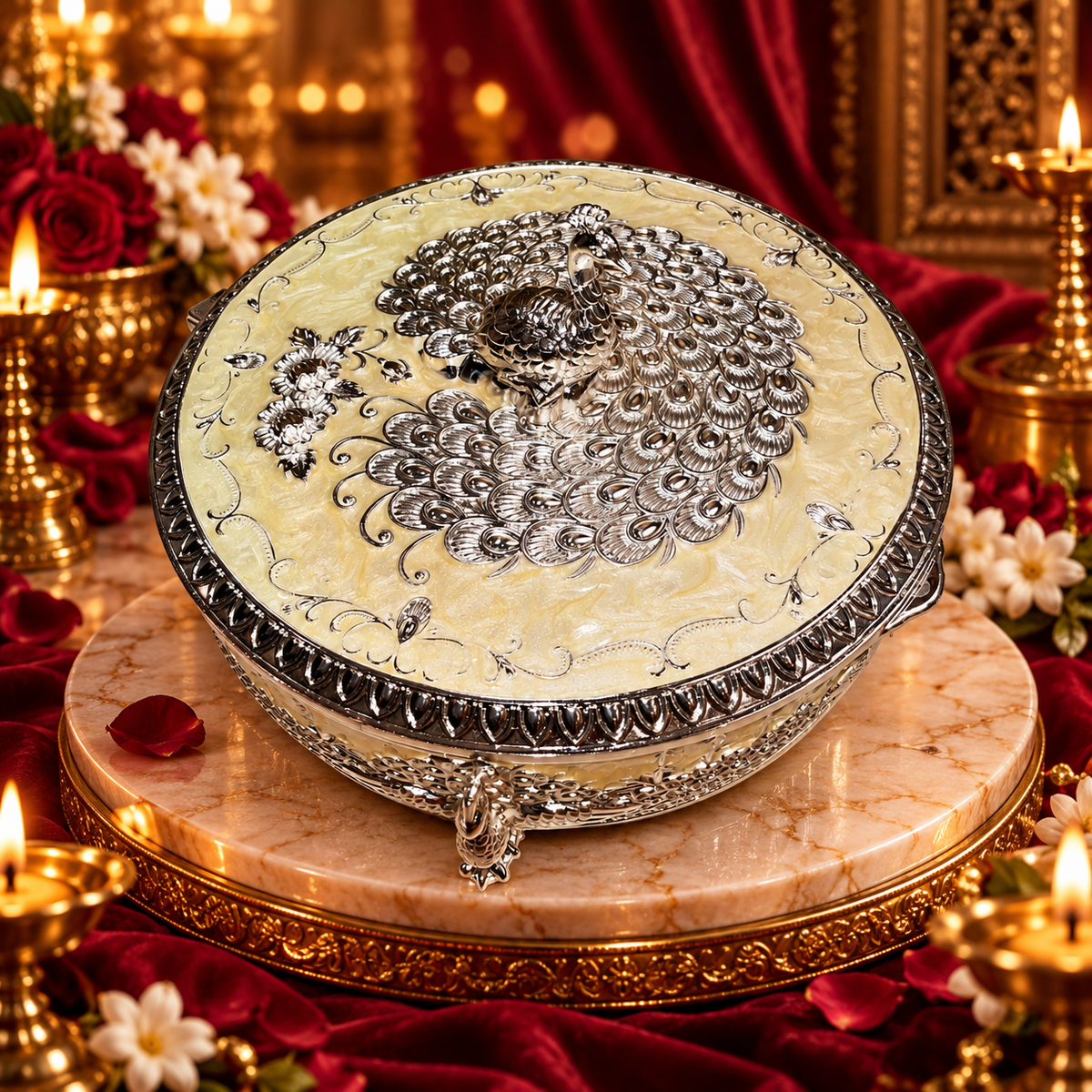 ✨ Pure Radiance: Sterling Silver Peacock Jewelry Box | Made by ESTUDIO ✨