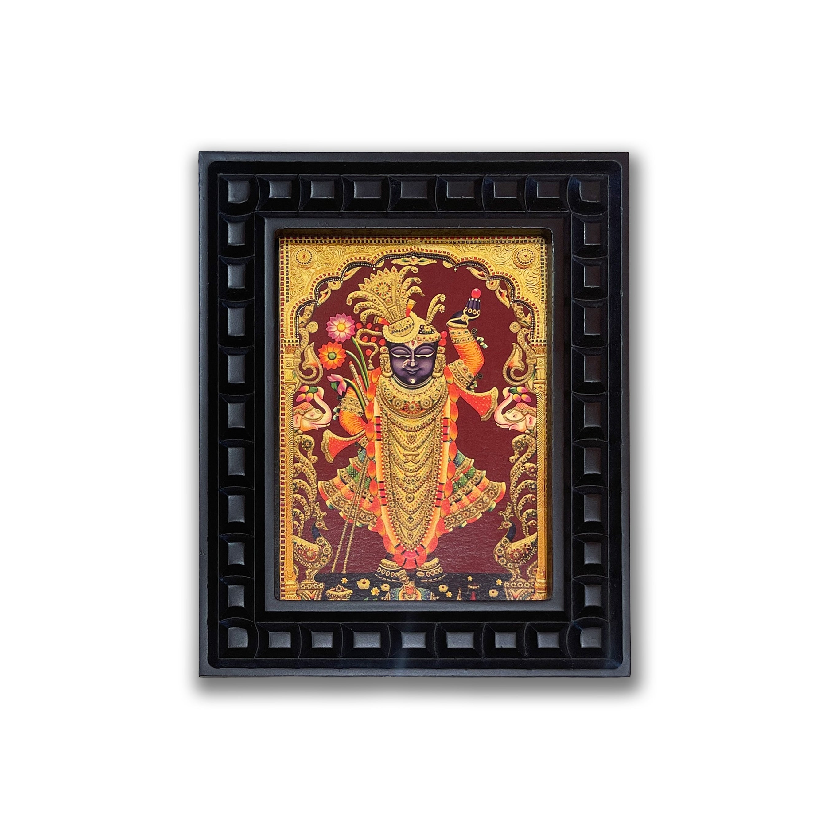 Shrinathji Gold Leaf Artwork with Luxury Engineered Wood Frame