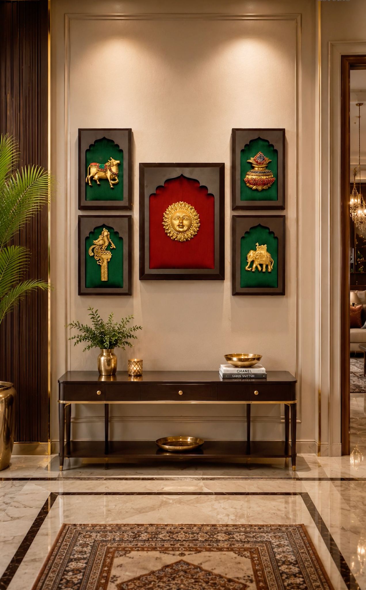 Brass Set of 5 Wall Art