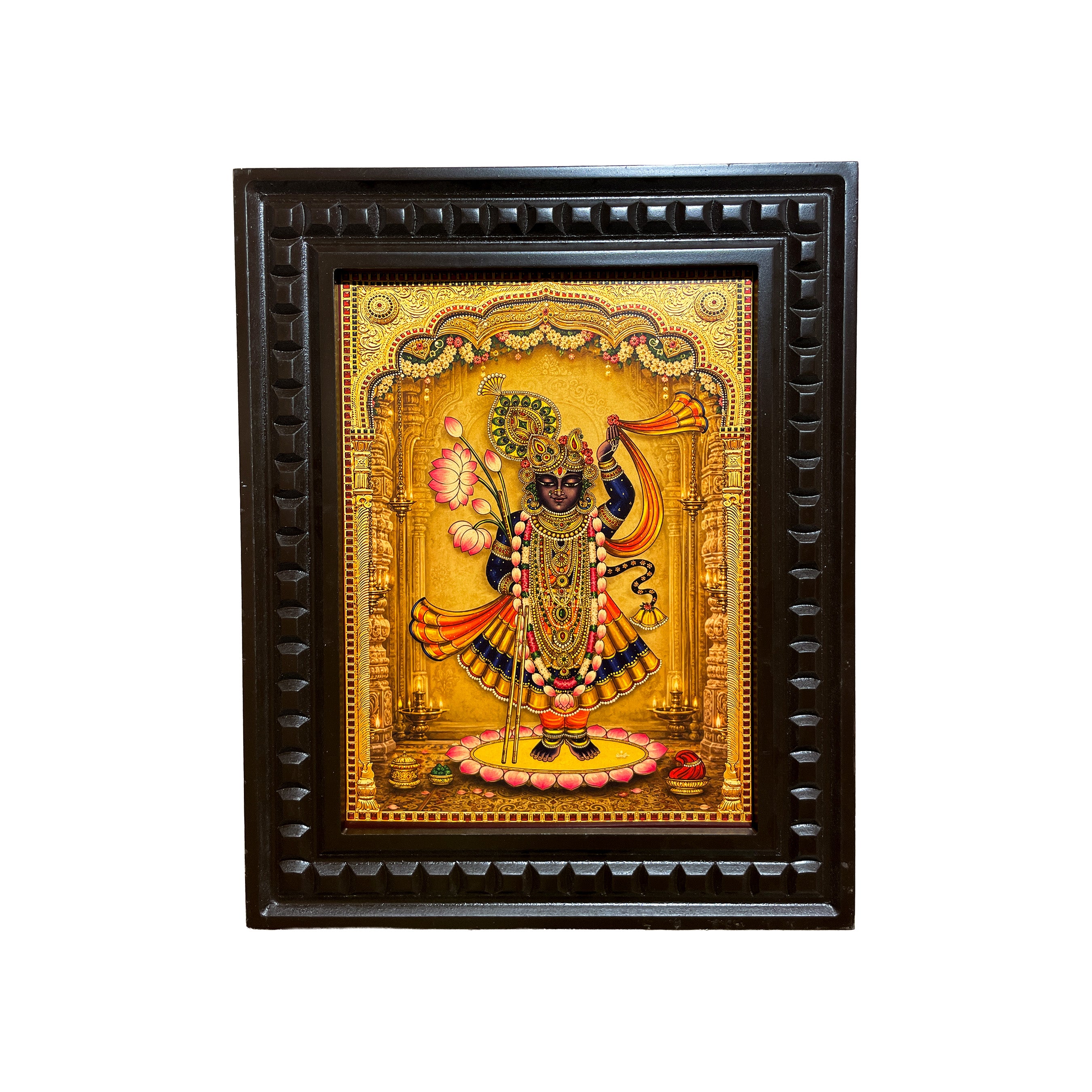 Shrinathji Gold Leaf Painting | Engineered Wood Frame Wall Art – ESTUDIO