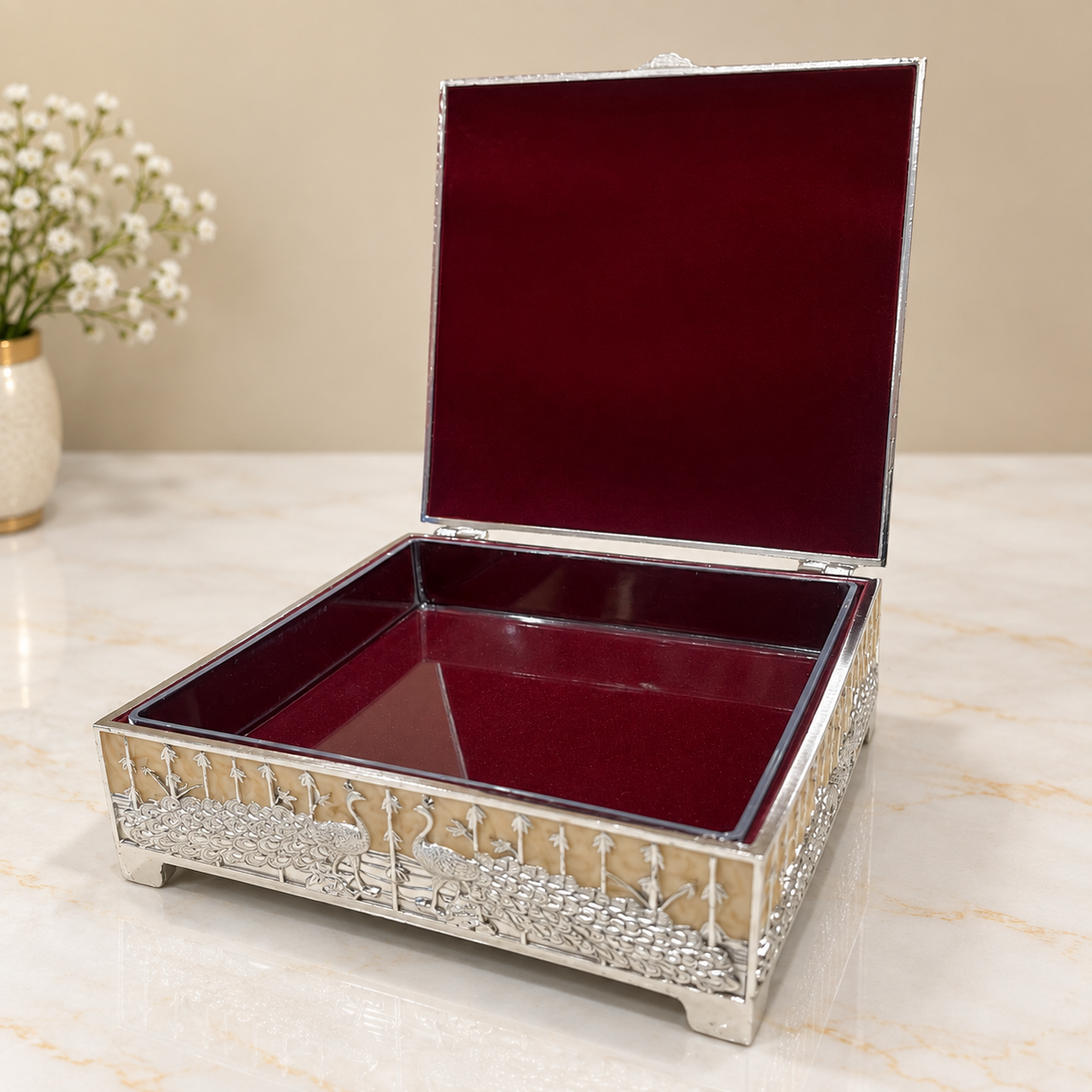 ✨ Pure Radiance: Sterling Silver Peacock Jewelry Box | Made by ESTUDIO ✨