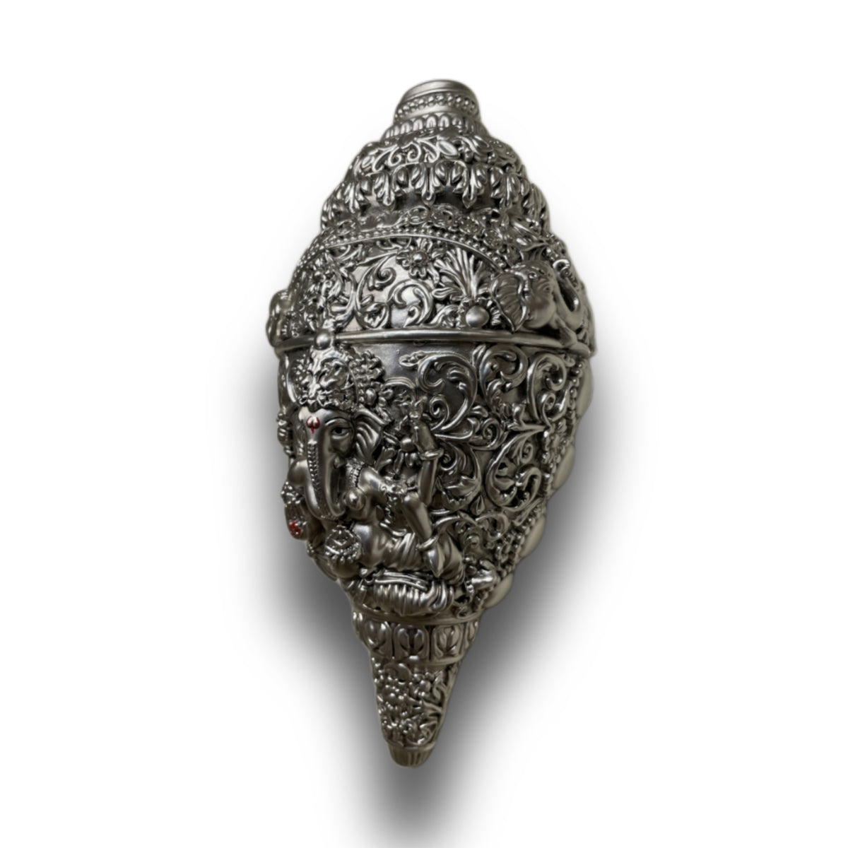92.5 Sterling Silver Ganesh Shankh | Divine Ganpati Conch Wall Decor | Luxury Spiritual Home Decor by Estudio
