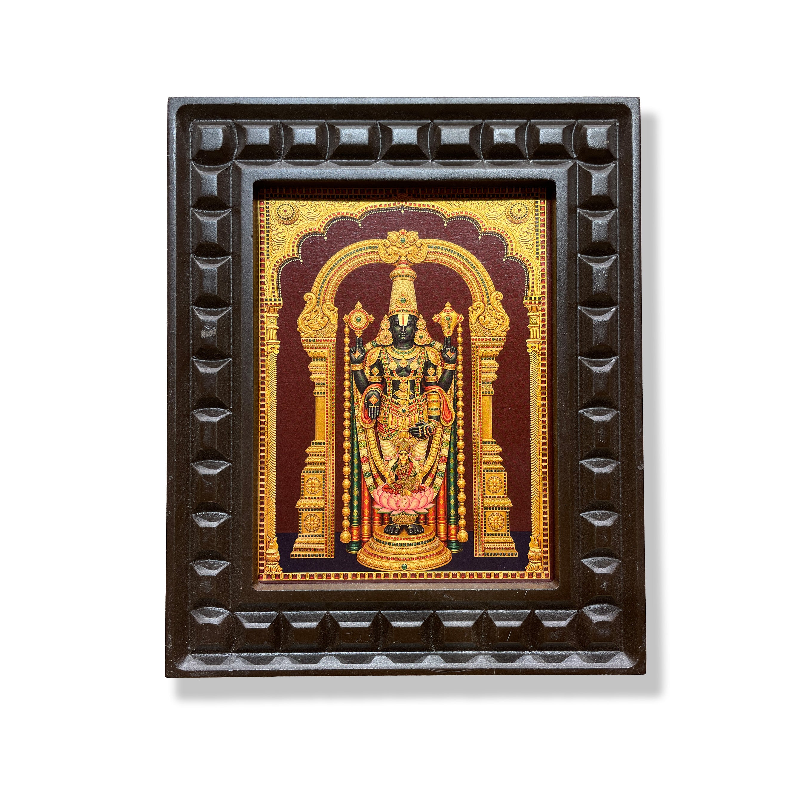 Tirupati Balaji Gold Leaf Artwork | Handcrafted Engineered Wooden Frame