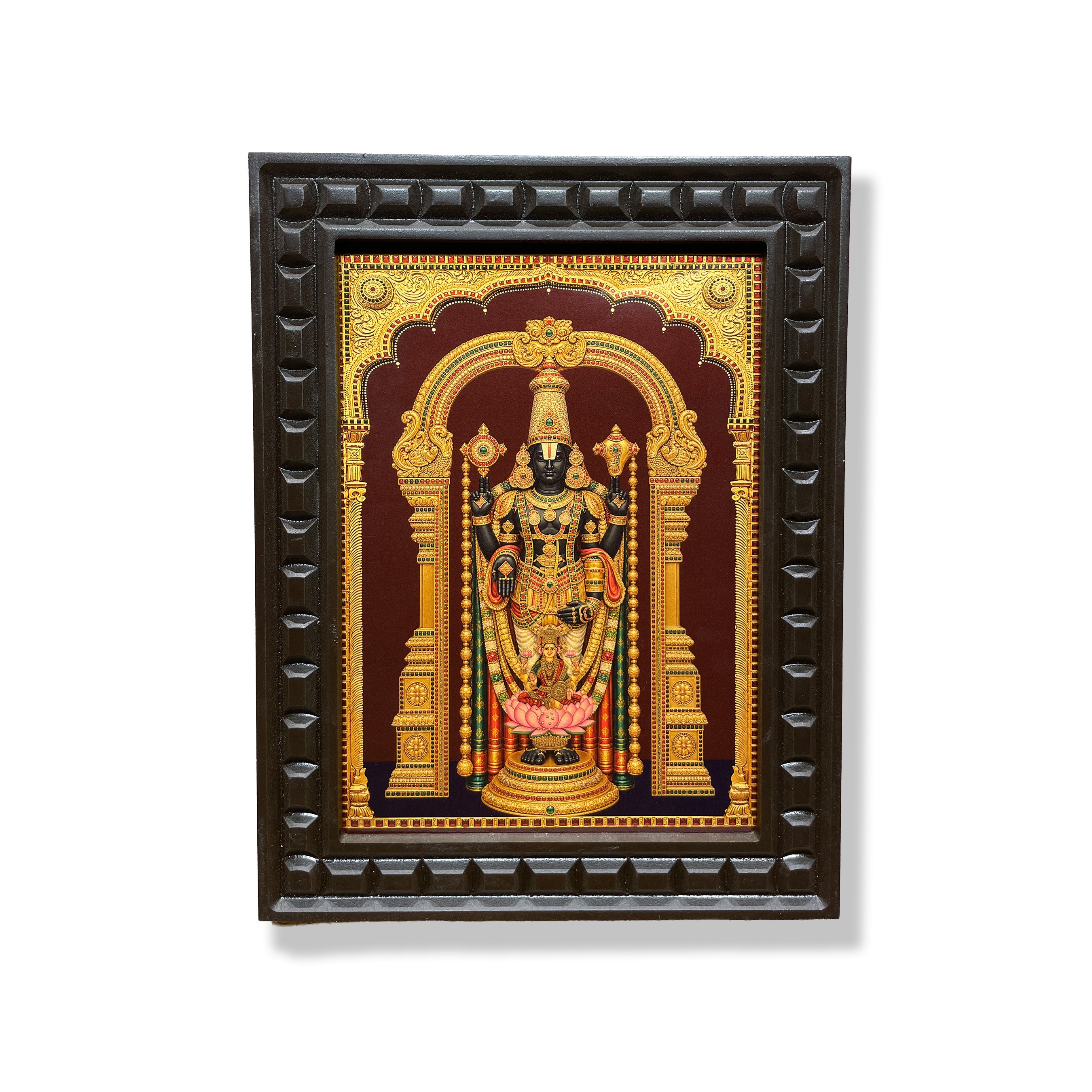 Tirupati Balaji Gold Leaf Artwork | Handcrafted Engineered Wooden Frame
