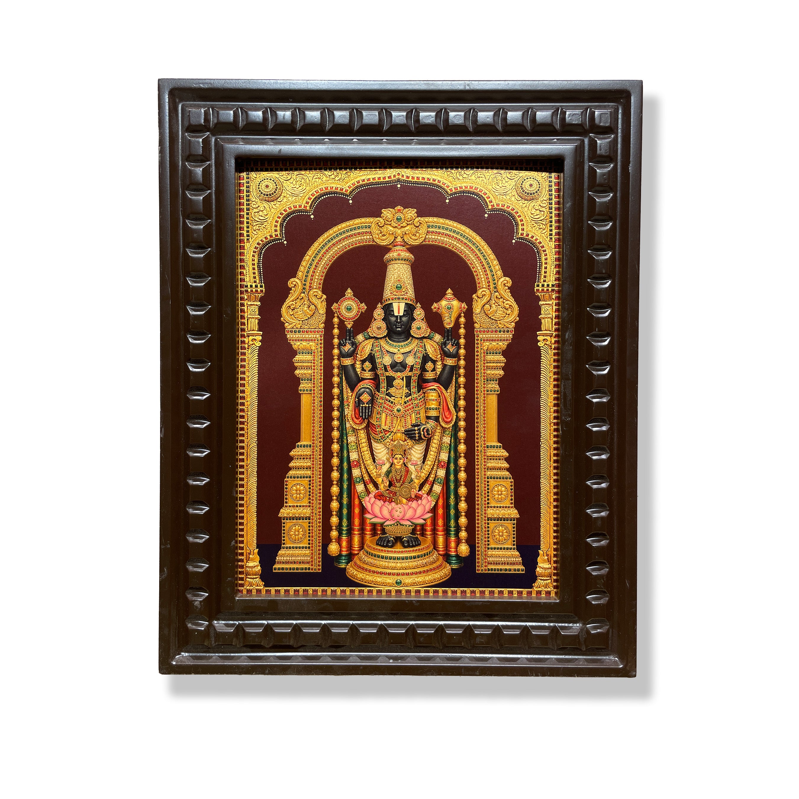 Tirupati Balaji Gold Leaf Artwork | Handcrafted Engineered Wooden Frame