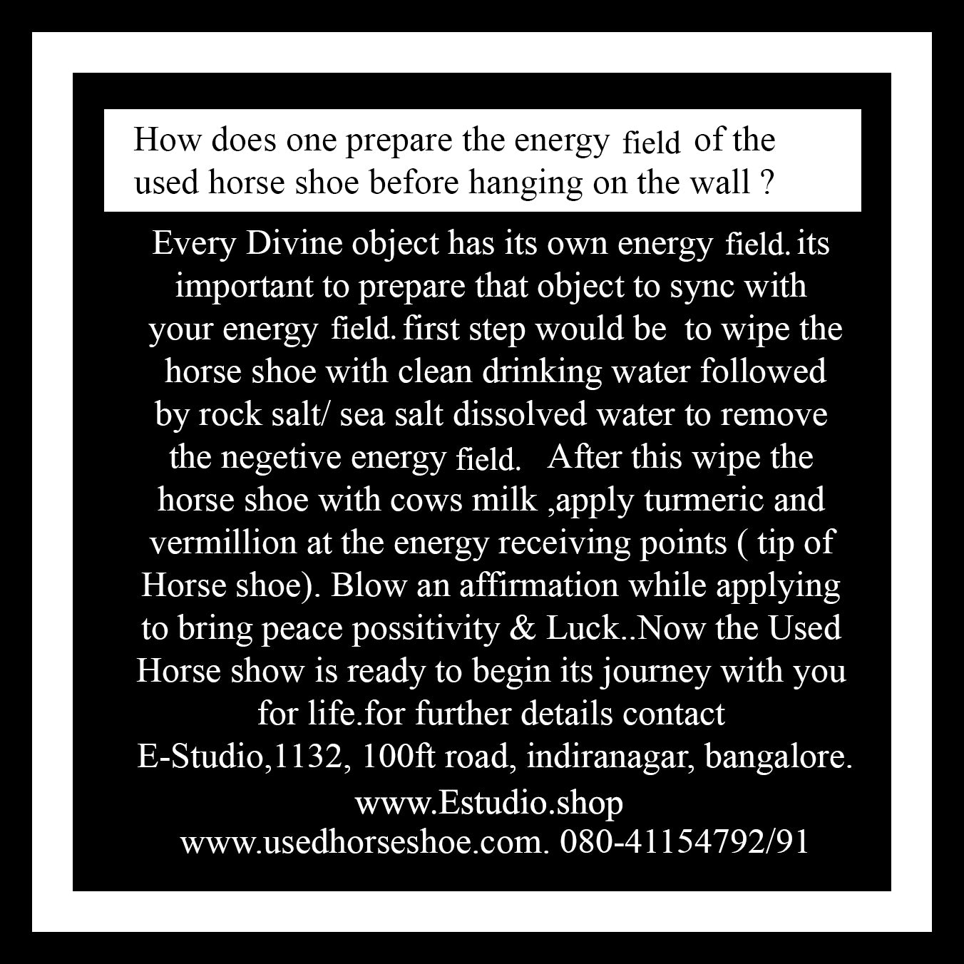 Good Luck Horse Shoe [Rustic] with copper sulphate Blue silk background