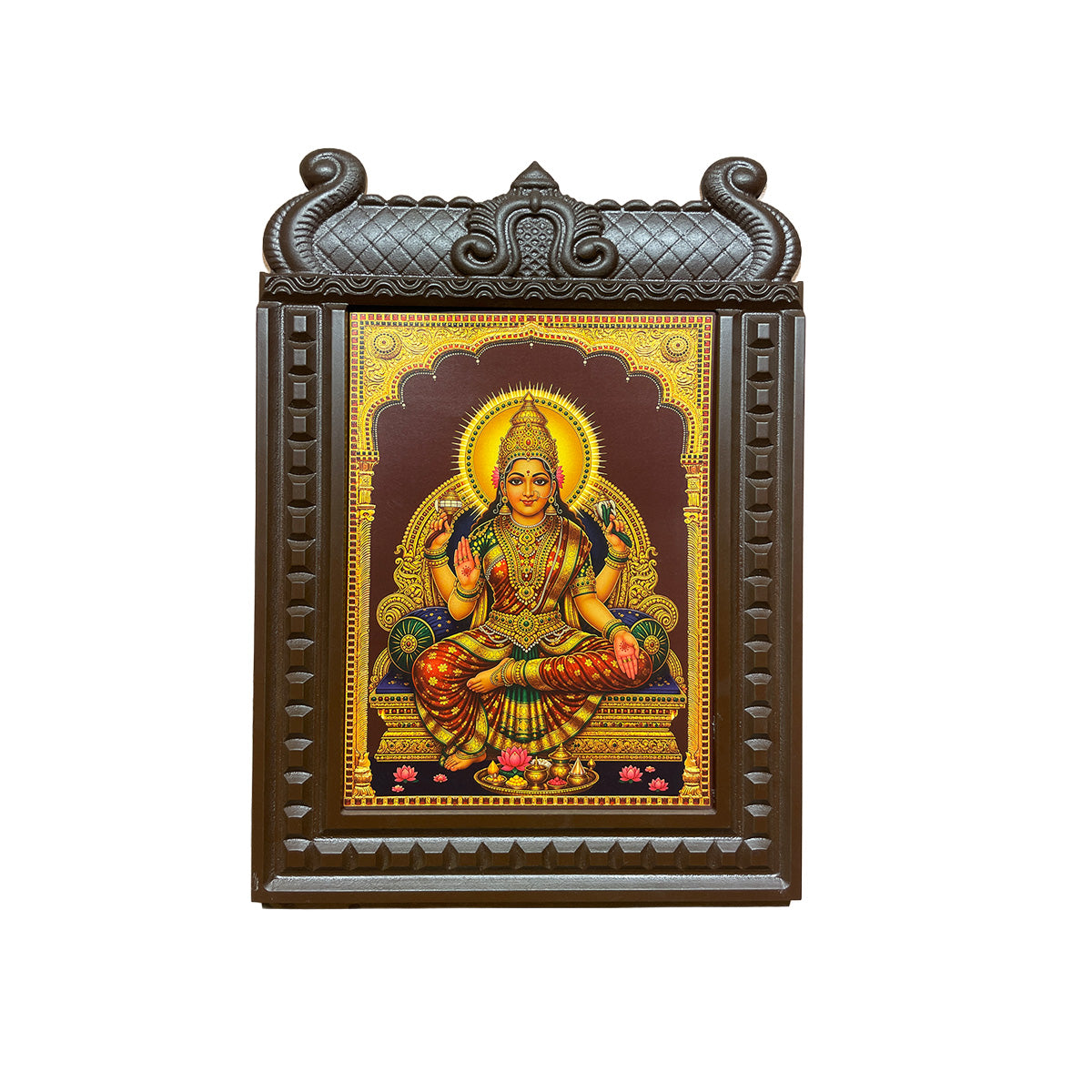 Om Sakthi Engineered Wooden Temple Frame | Premium Gold Leaf Artwork for Pooja Room | Luxury Hindu Wall Decor by ESTUDIO