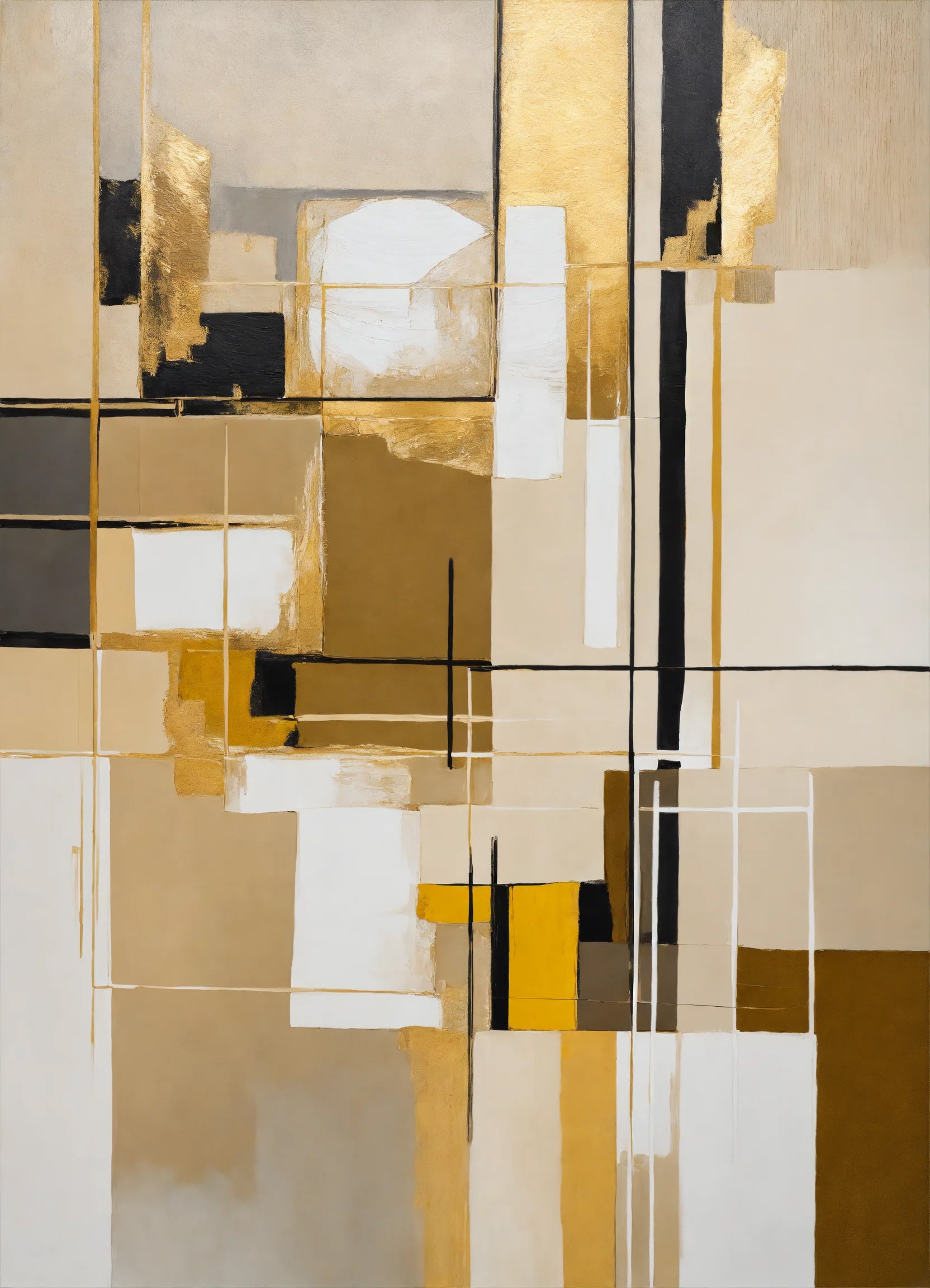 Original Acrylic Painting Harmony in Neutrals : Beige, White, Grey Painted on Canvas - without frame