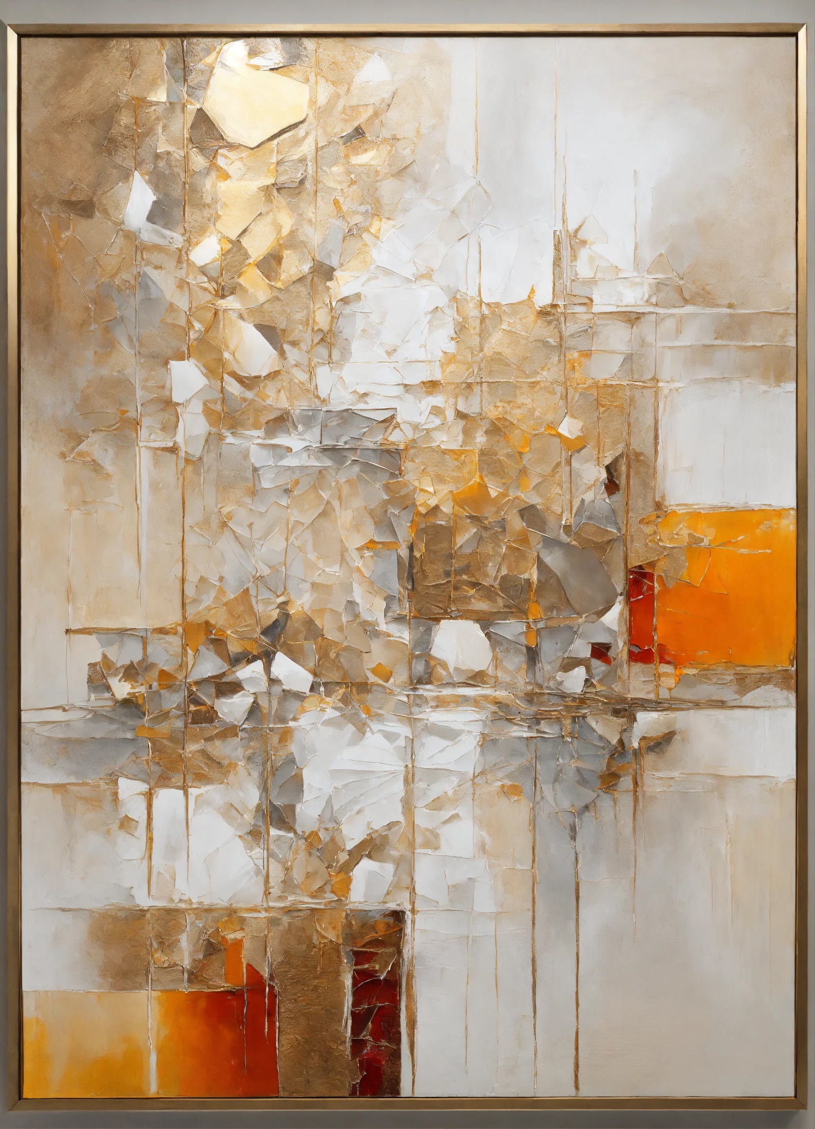Original Acrylic Painting Harmony in Neutrals : Beige, White, Grey Painted on Canvas - without frame