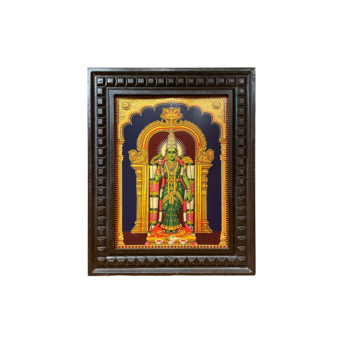 Meenakshi Amman Wall Art | Premium Temple Frame for Luxury Pooja Room | Divine Hindu Home Decor by ESTUDIO