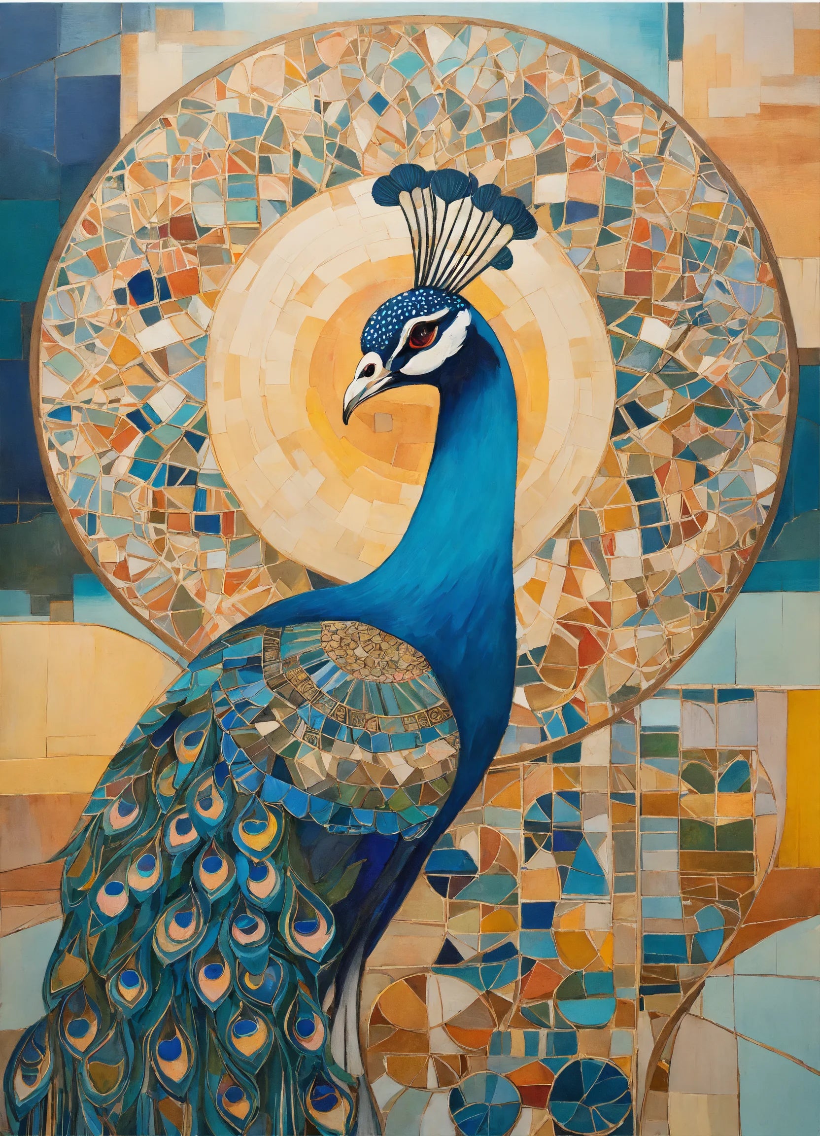 "Reflections of Nature - Peacock in Vibrant Hues" Original Acrylic Painting On Canvas Without Frame