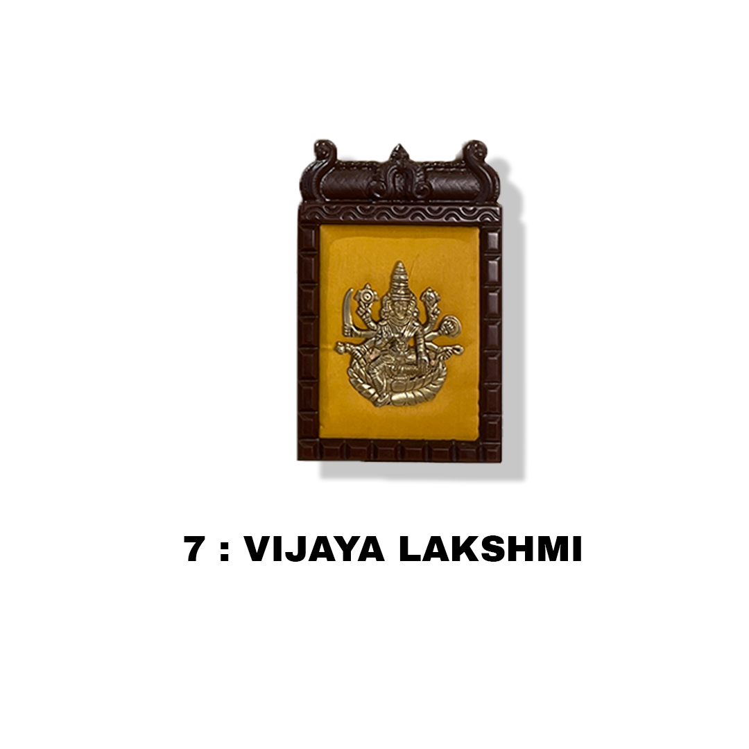 Ashtalakshmi Brass Wall Art with Golden Silk Backdrop – Sacred Décor for Homes &amp; Workspaces