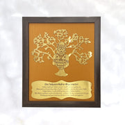 Dhanvantri  with Orange silk backdrop brown and copper frame