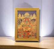 Lord Rama Pattabhishekam Gold Leafed Art (Gold Wooden Frame)