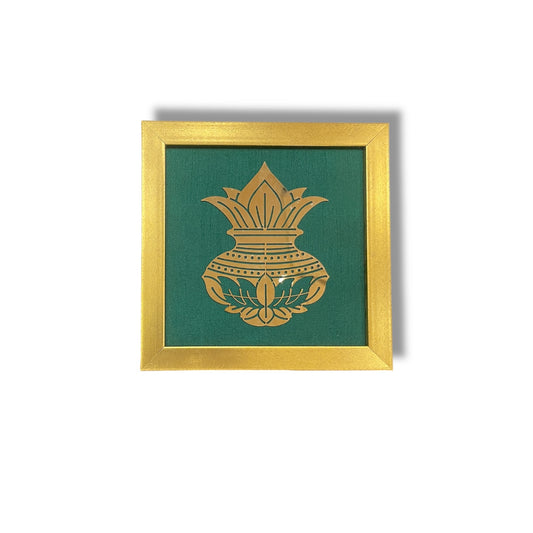 Kuber Kalash Wall Art – Prosperity Symbol in Titanium with Silk Backdrop Regular priceRs. 1,200.00