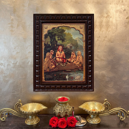 Adi Shankaracharya with Disciples Gold Leafed Art | Guru Shishya Parampara