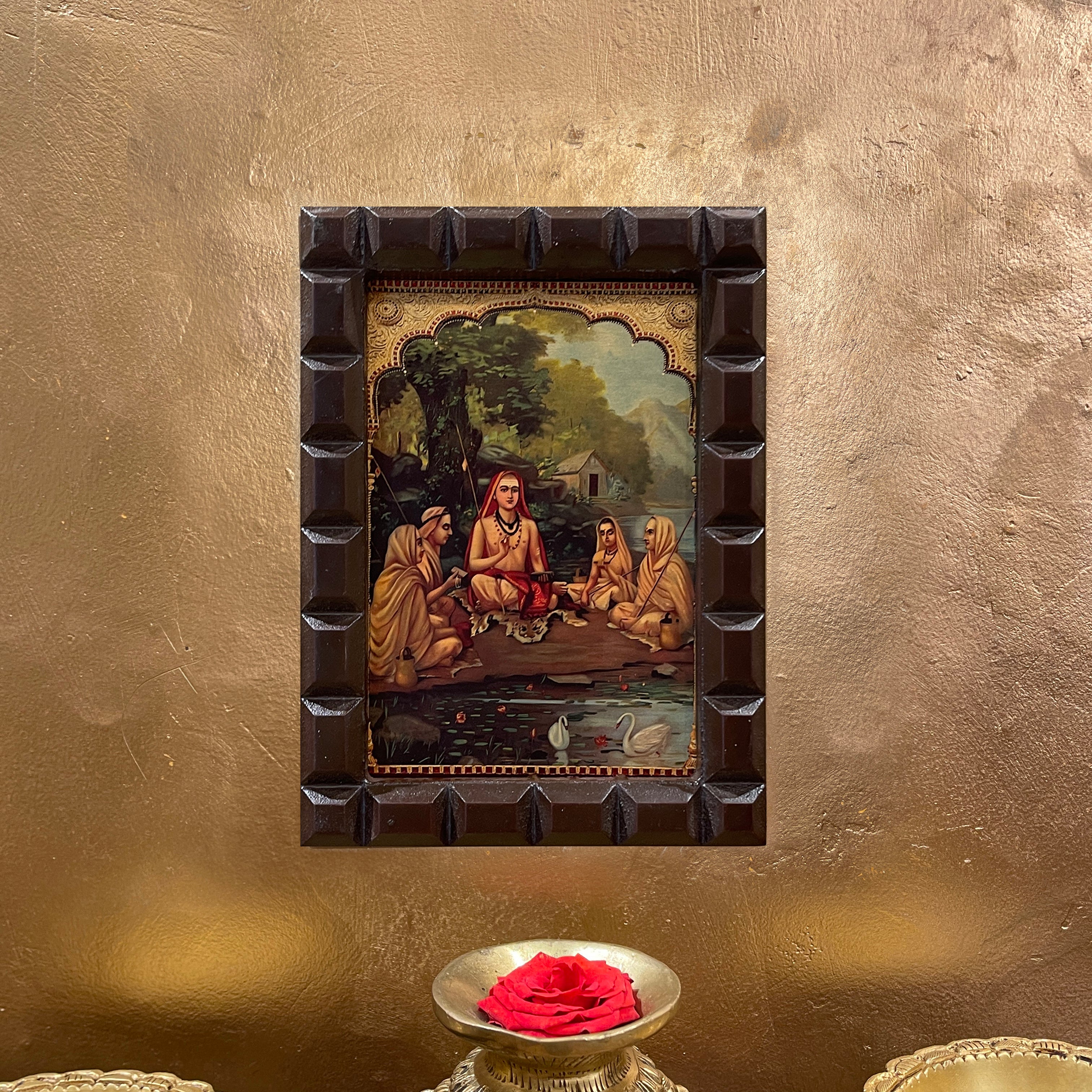 Adi Shankaracharya with Disciples Gold Leafed Art | Guru Shishya Parampara