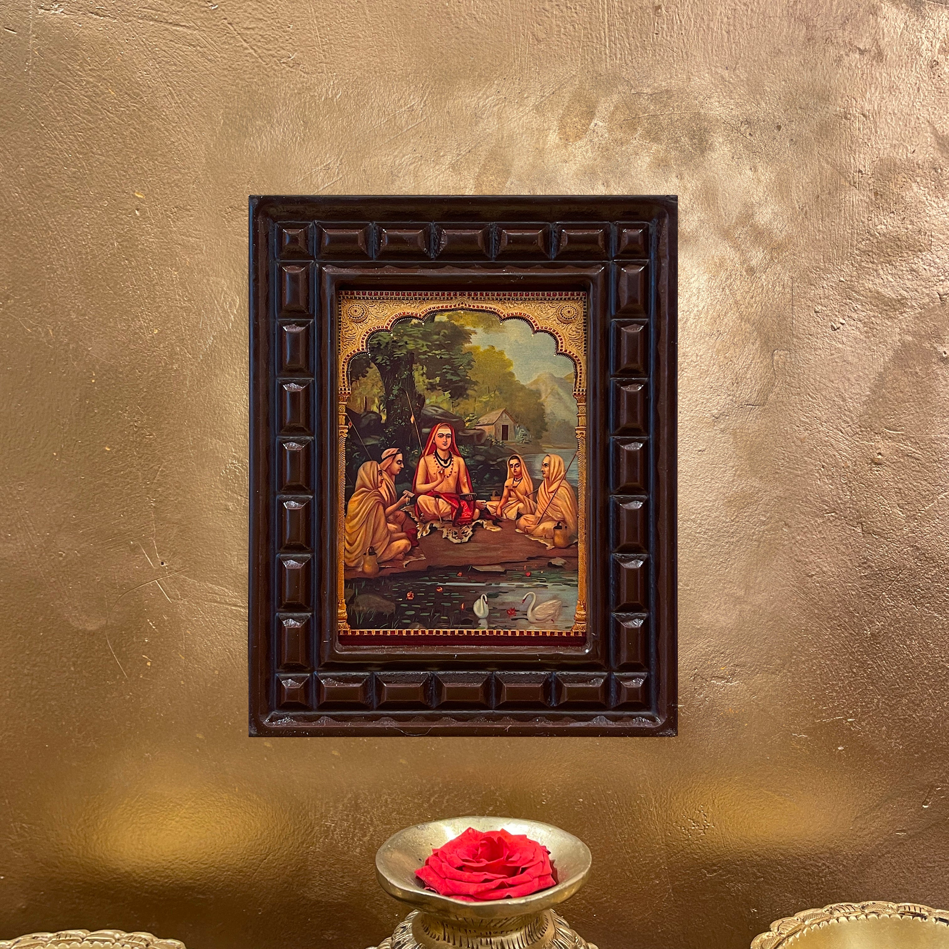 Adi Shankaracharya with Disciples Gold Leafed Art | Guru Shishya Parampara