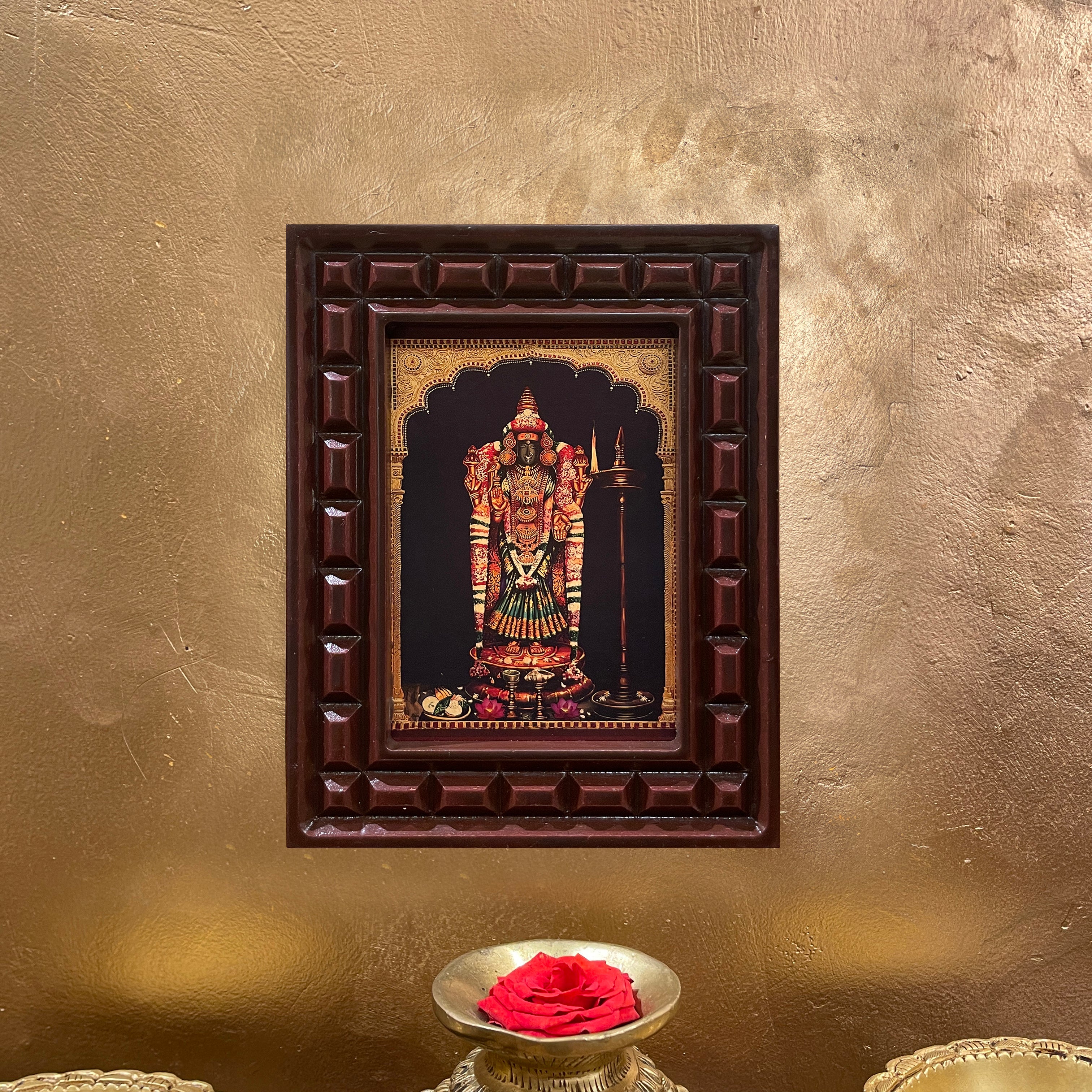 Akhilandeshwari Gold Leafed Art With Wooden Frame