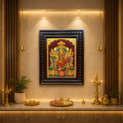 Lalita Tripura Sundari Gold Leaf Art | Engineered Wooden Frame for Pooja Room & Living Hall
