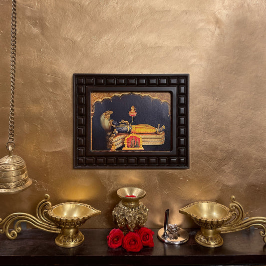 Ananthasayana - 2 Gold leafed artwork in wooden frame