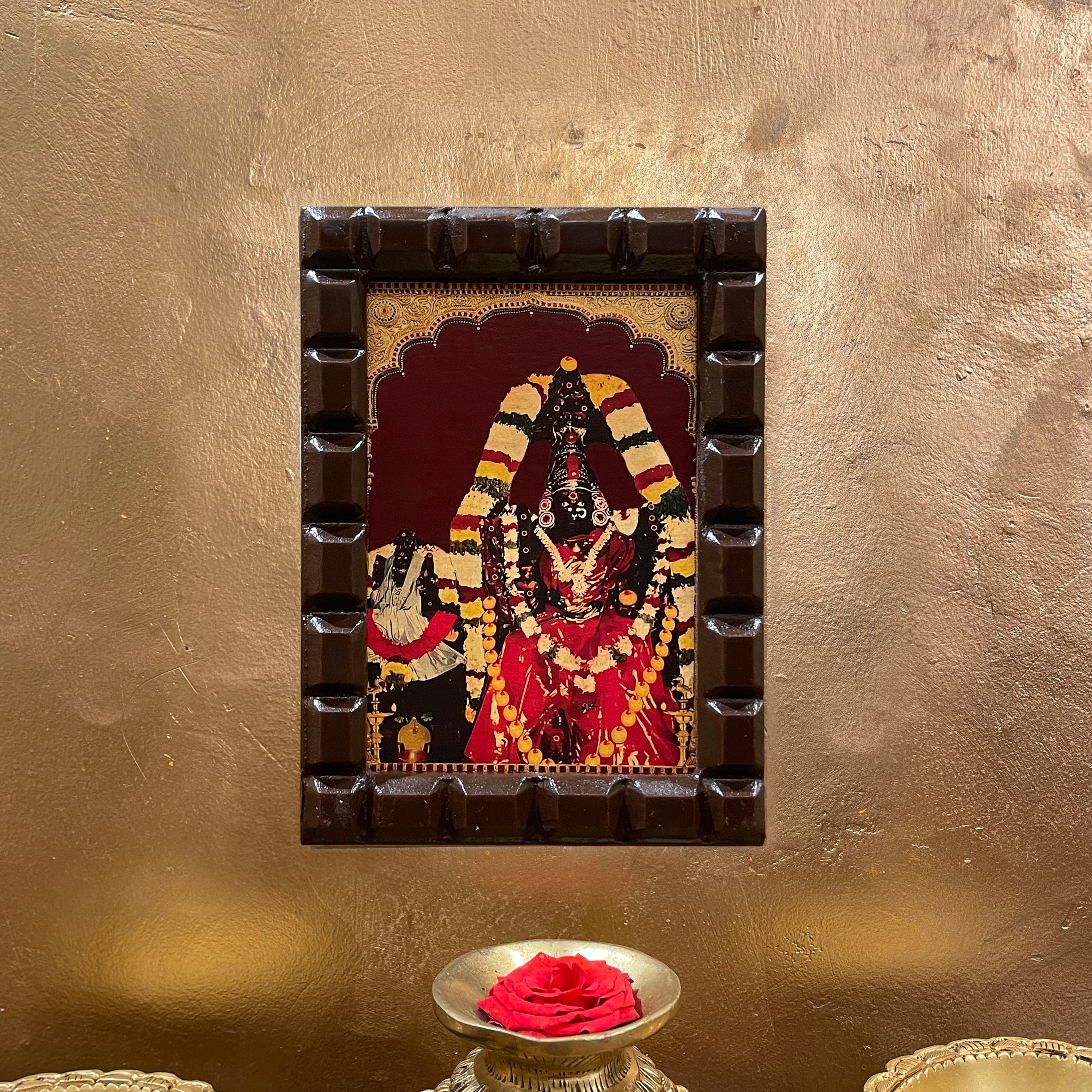 Angala Parameshwari Amman Gold Leaf Devotional Art Frame | Sacred Shakti