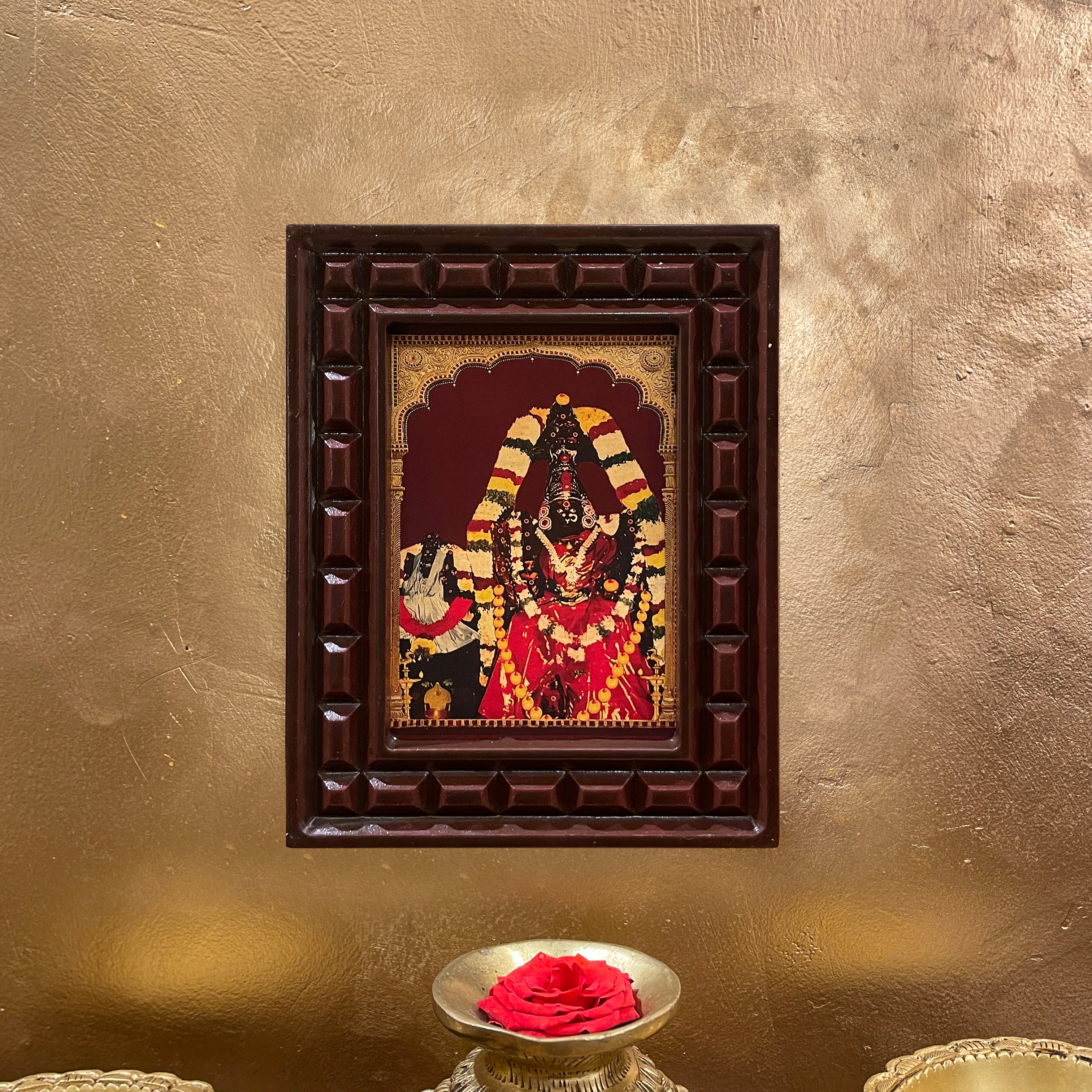 Angala Parameshwari Amman Gold Leaf Devotional Art Frame | Sacred Shakti