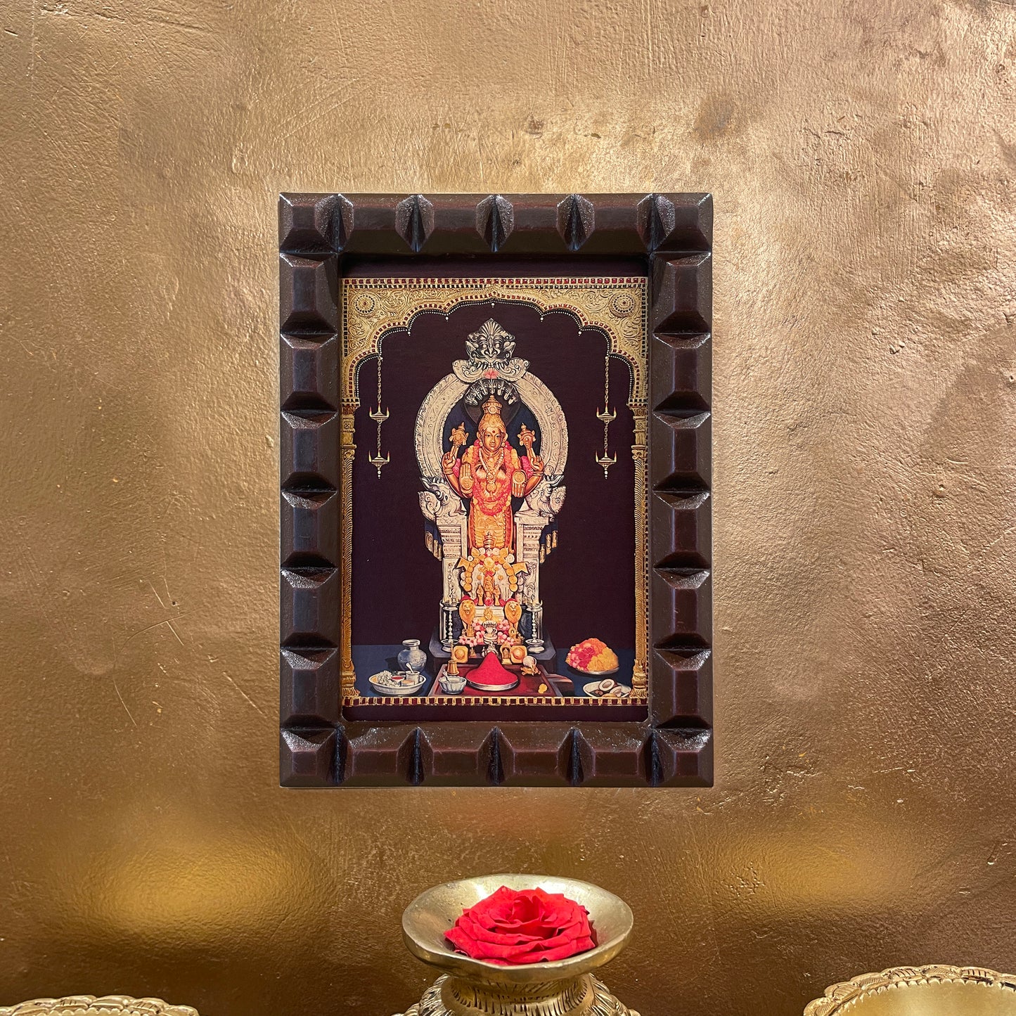 Annapoorna Devi Gold Leafed Art in Wooden Frame