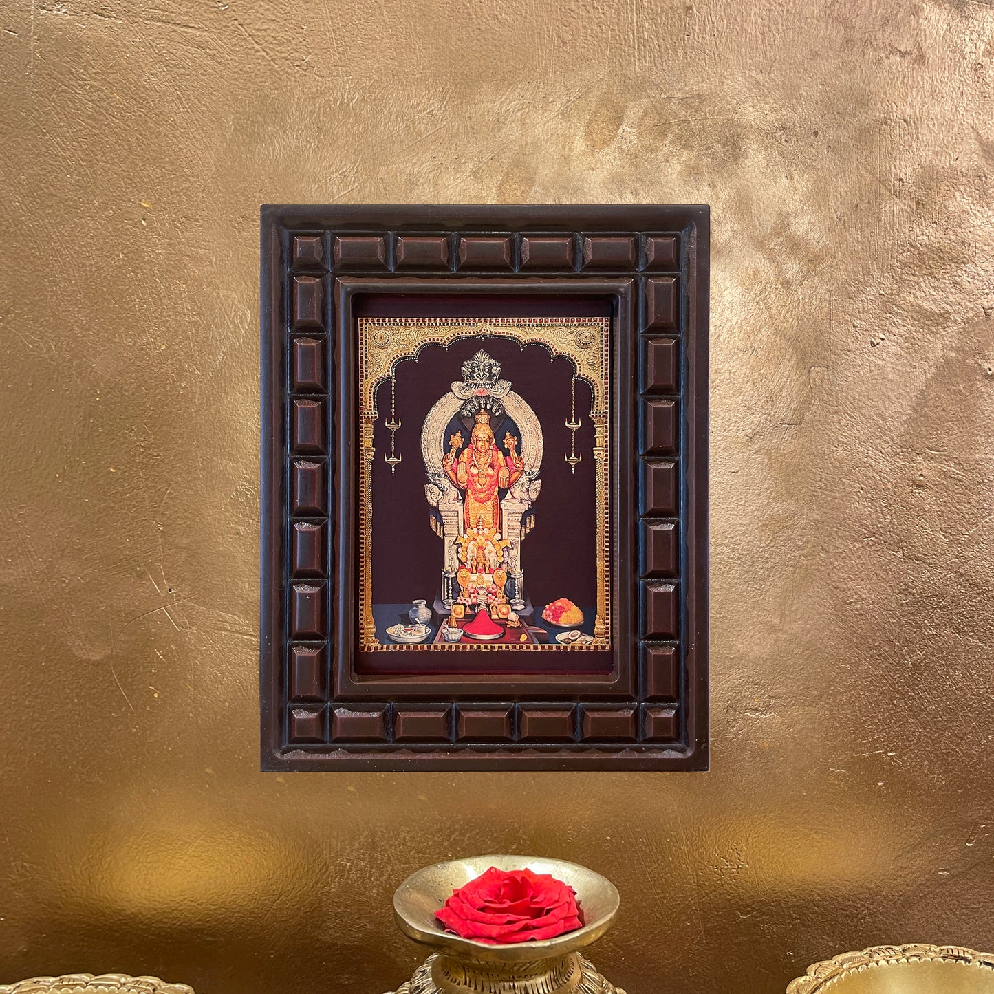 Annapoorna Devi Gold Leafed Art in Wooden Frame