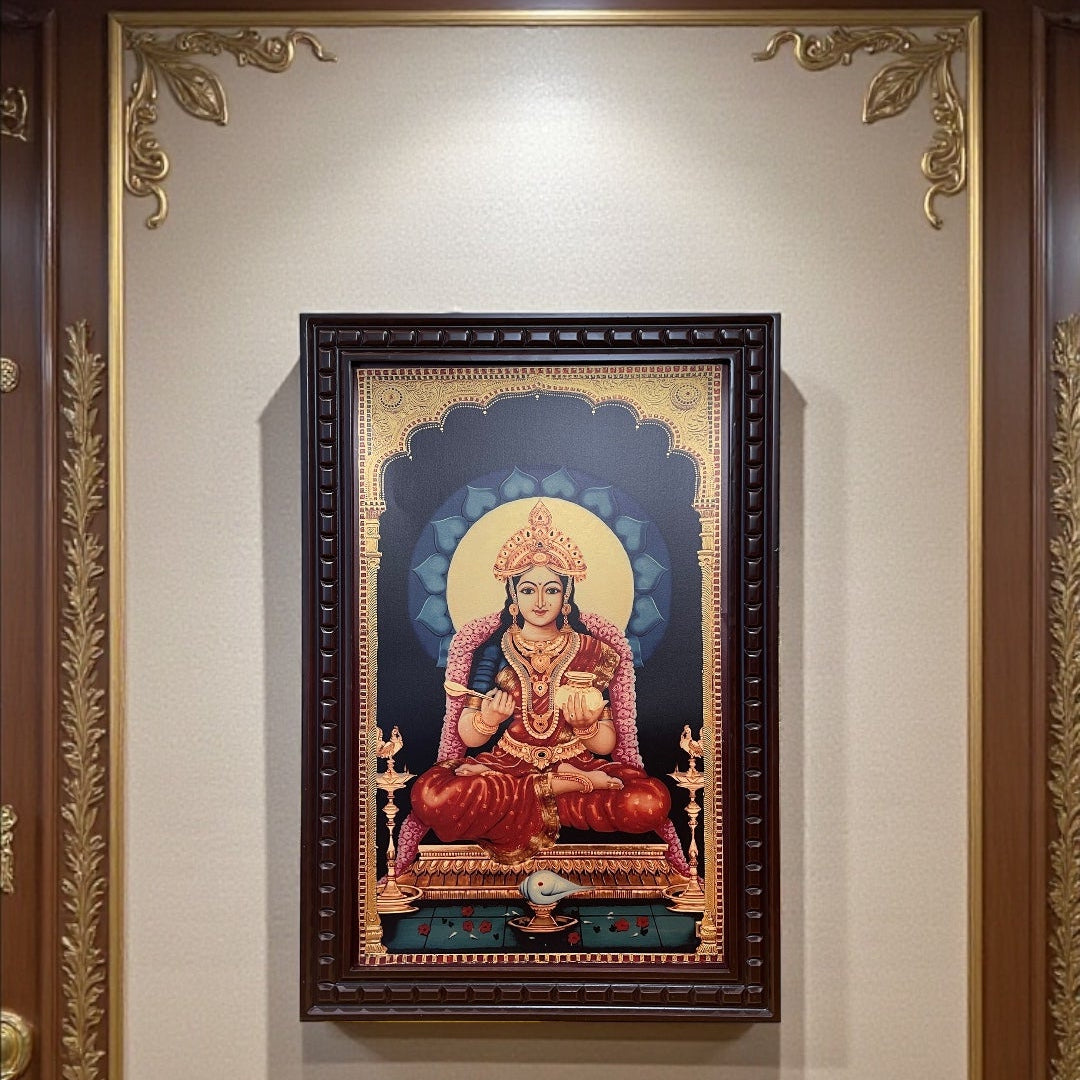 Gold Leafed Art Annapurna With Wooden Frame