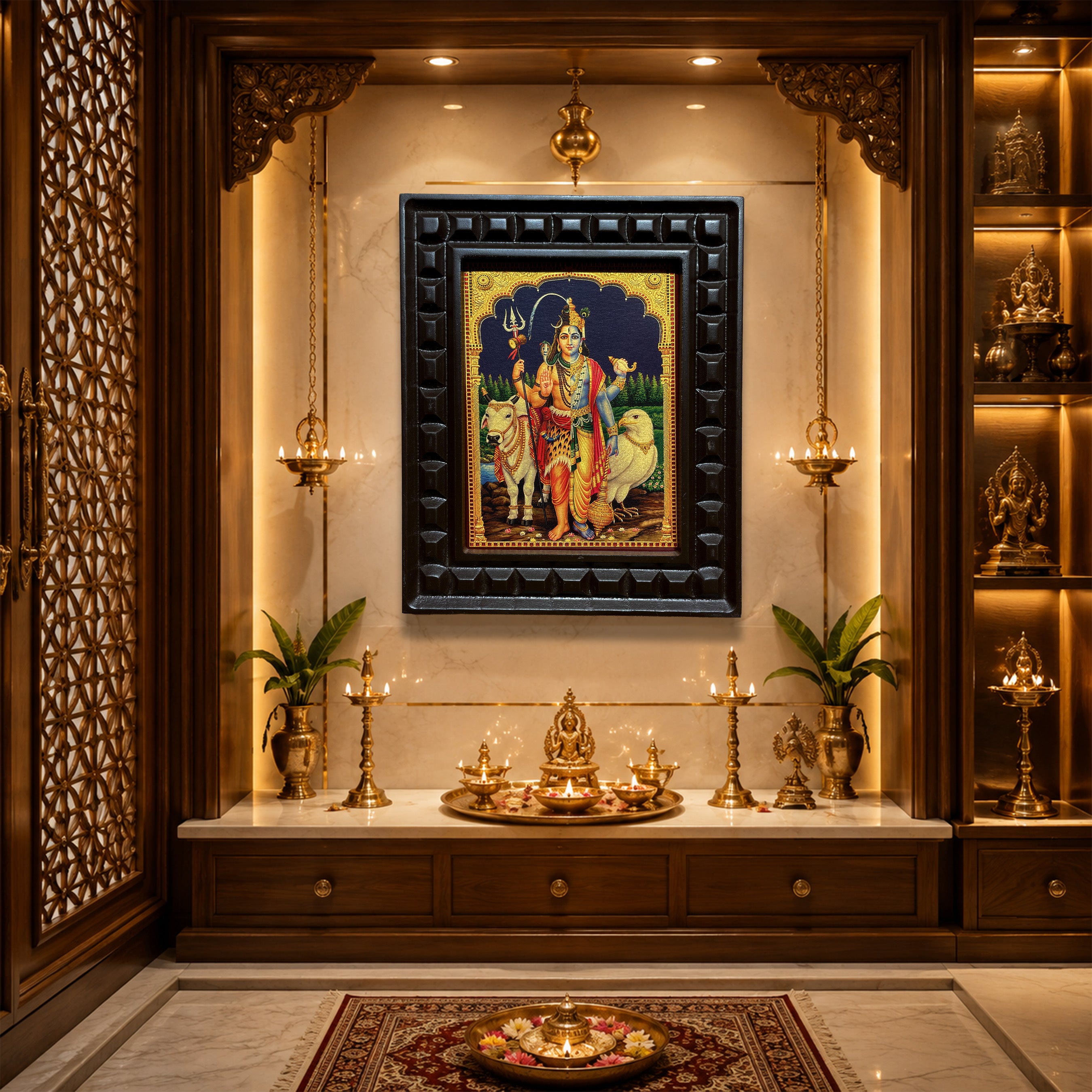 Ardhanarishvara Gold Leaf Art |   Engineered Wooden Frame Wall Art