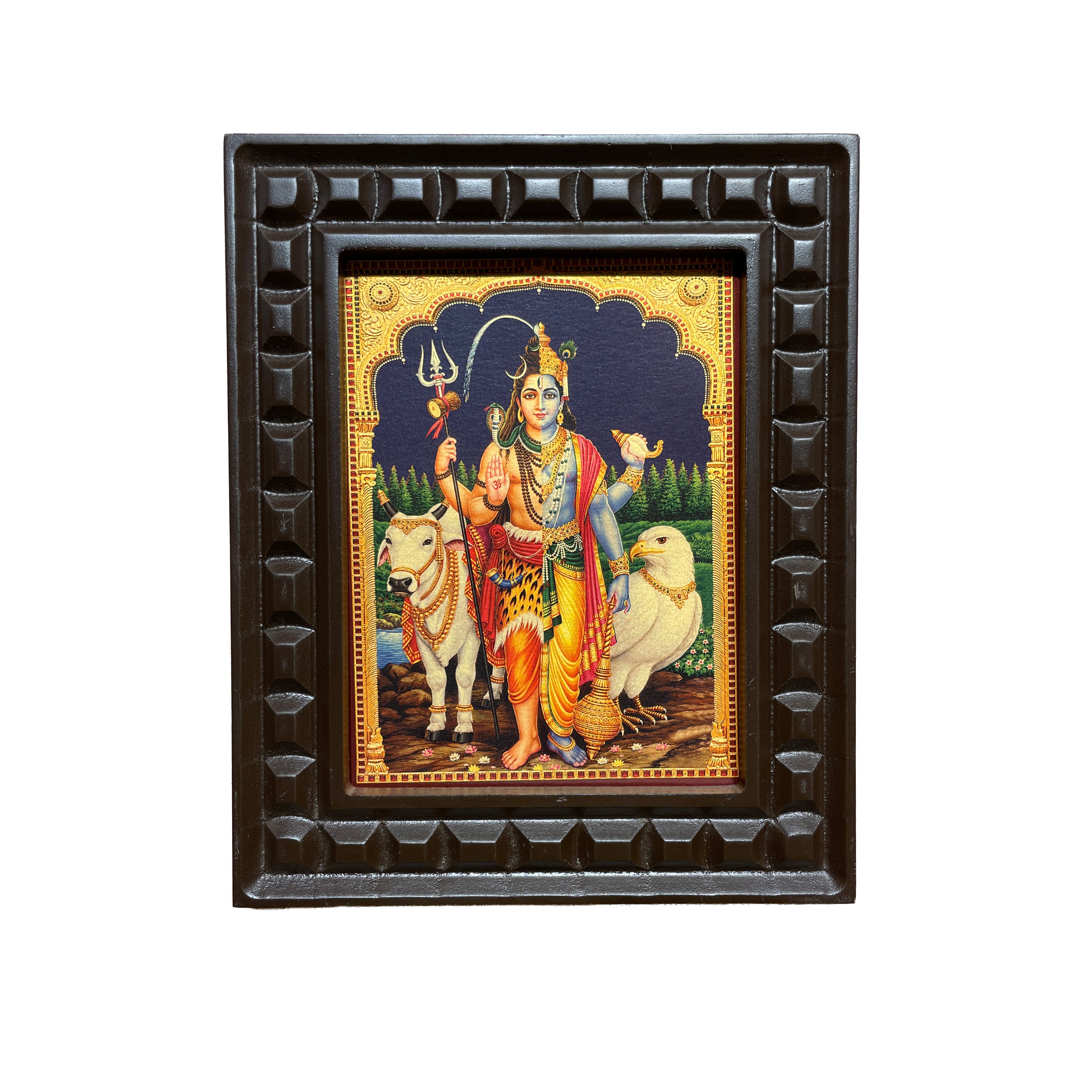 Ardhanarishvara Gold Leaf Art |   Engineered Wooden Frame Wall Art
