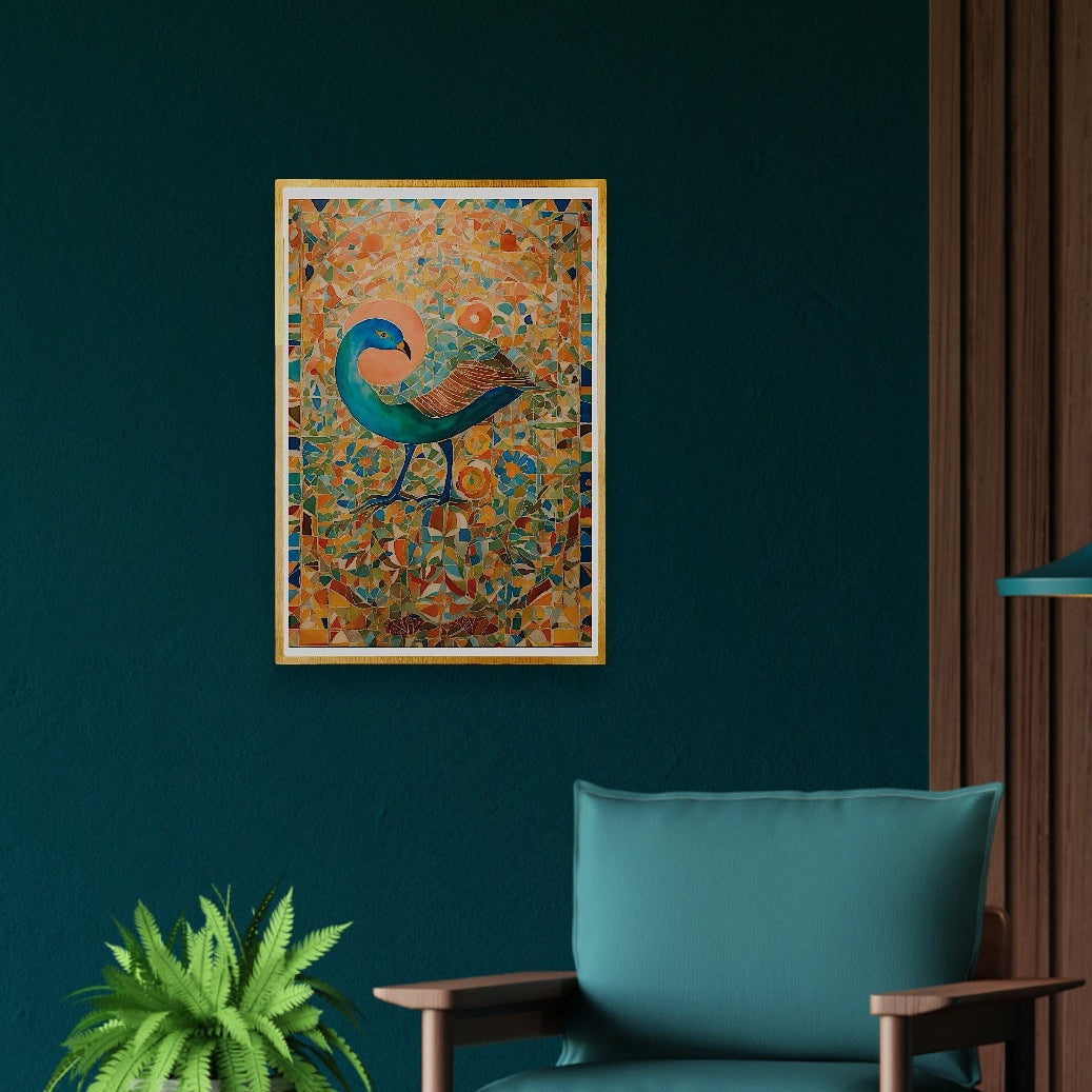 "Majestic Peacock Mosaic - Shades of Colours". Original Acrylic Painting On Canvas Without Frame