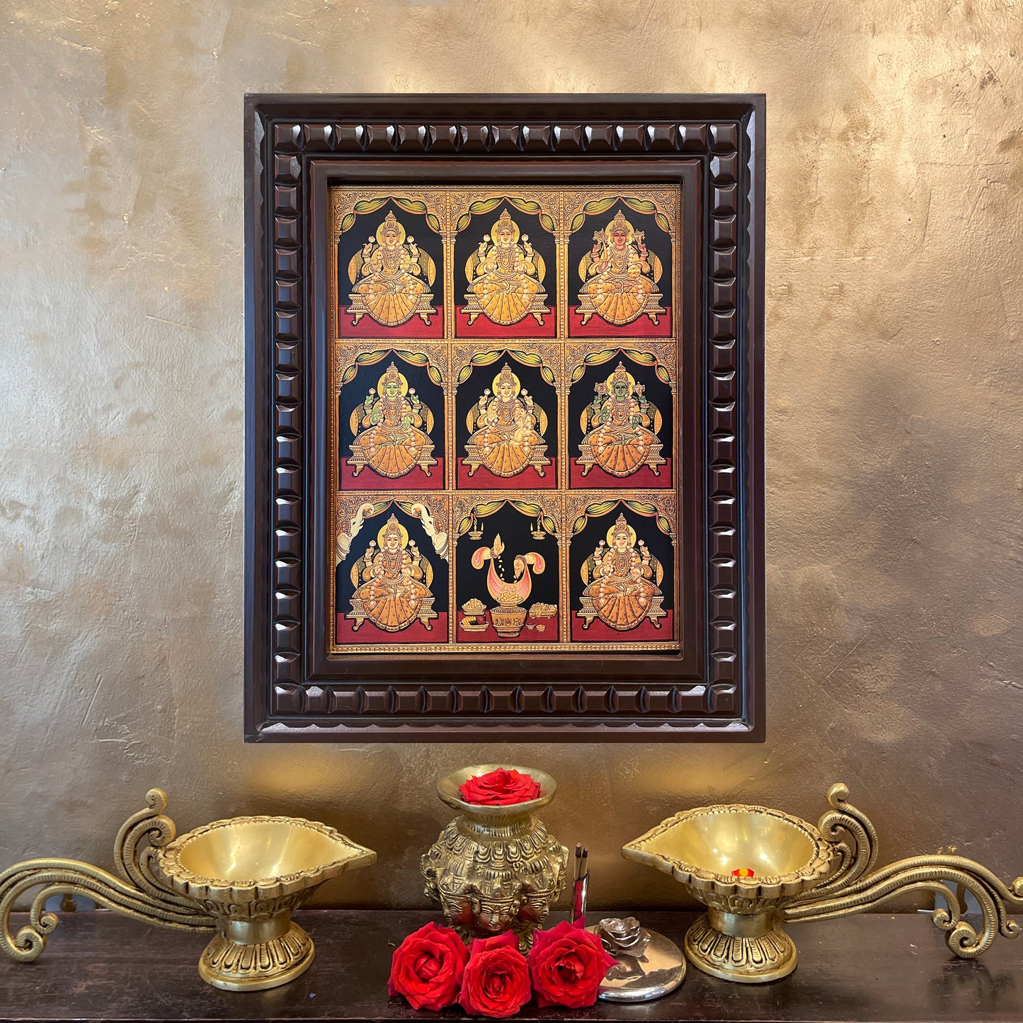 Astalakshmi Gold Leafed Art  With Wooden Frame
