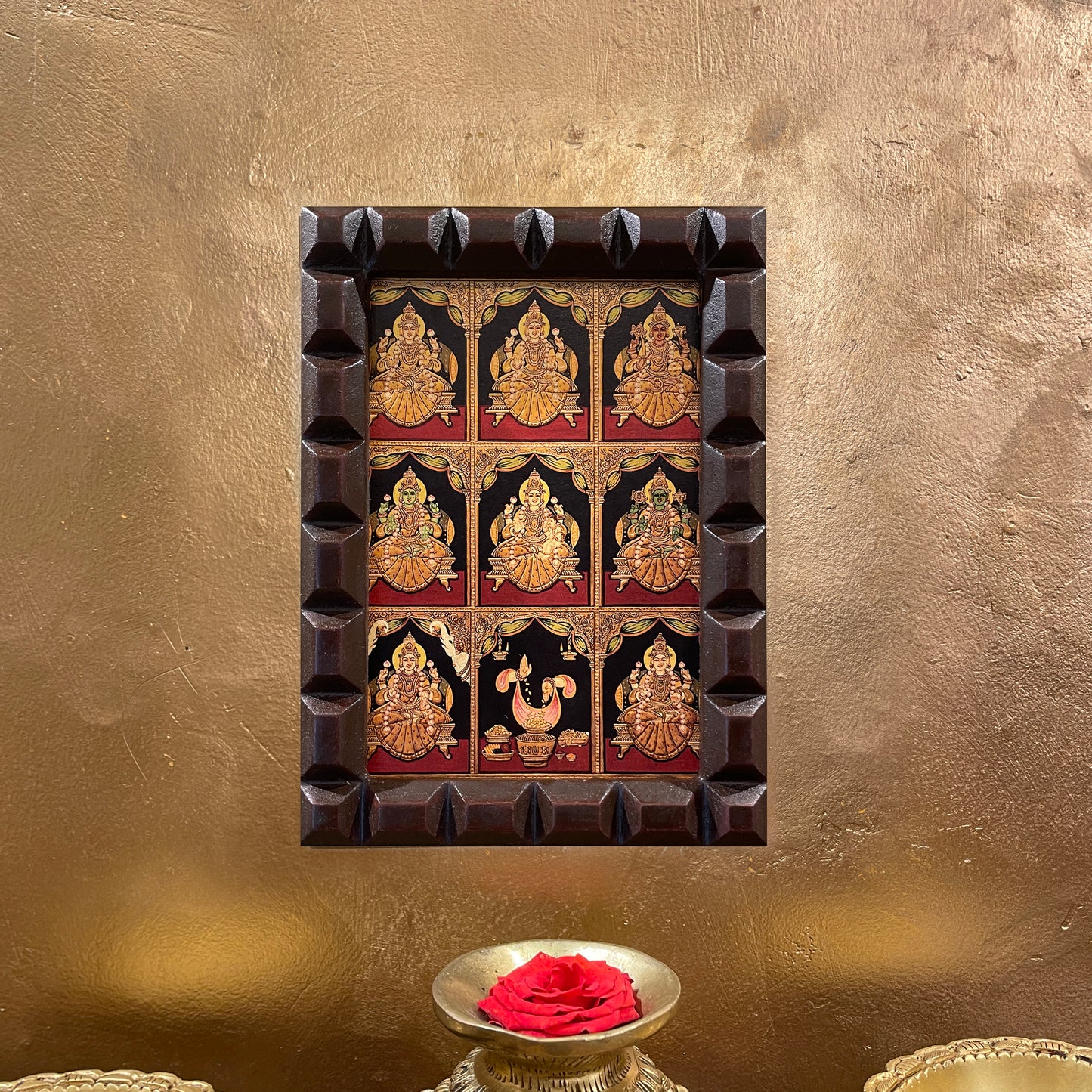 Astalakshmi Gold Leafed Art  With Wooden Frame