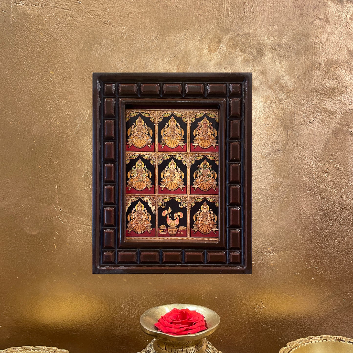 Astalakshmi Gold Leafed Art  With Wooden Frame