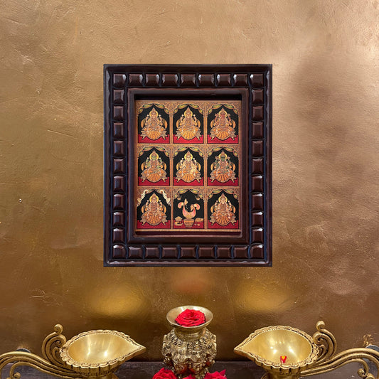 Astalakshmi Gold Leafed Art  With Wooden Frame