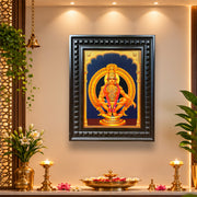 Lord Ayyappa Gold Leaf Wall Art with Premium Engineered Wooden Frame | Luxury Spiritual Wall Decor for Pooja Room | ESTUDIO