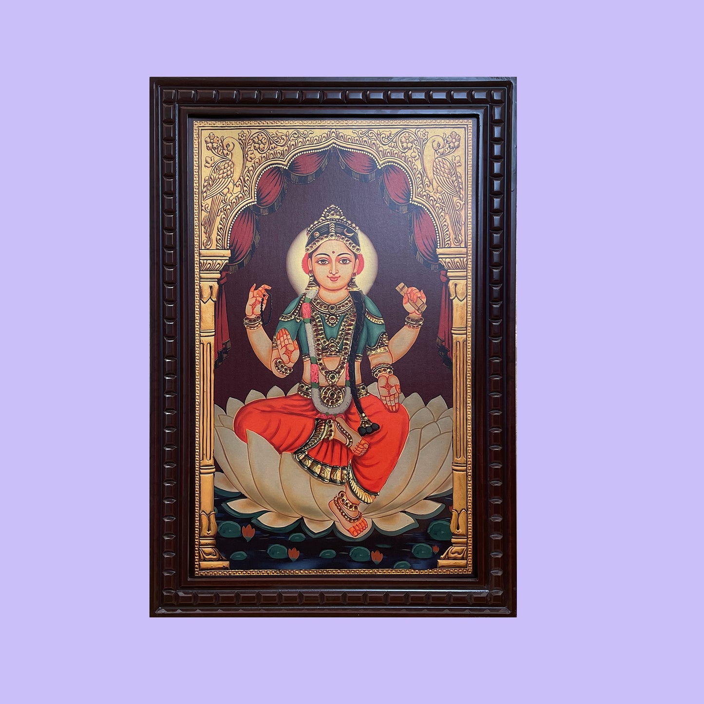 Bala Tripura Sundari Gold leafed art in wooden frame